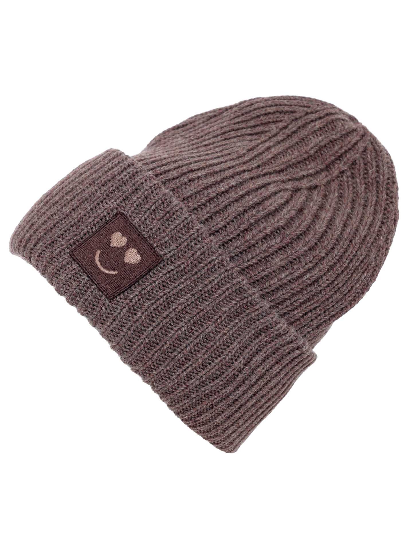 Zwillingsherz Strickmütze "Smile" Grobstrick, Smile Patch günstig online kaufen