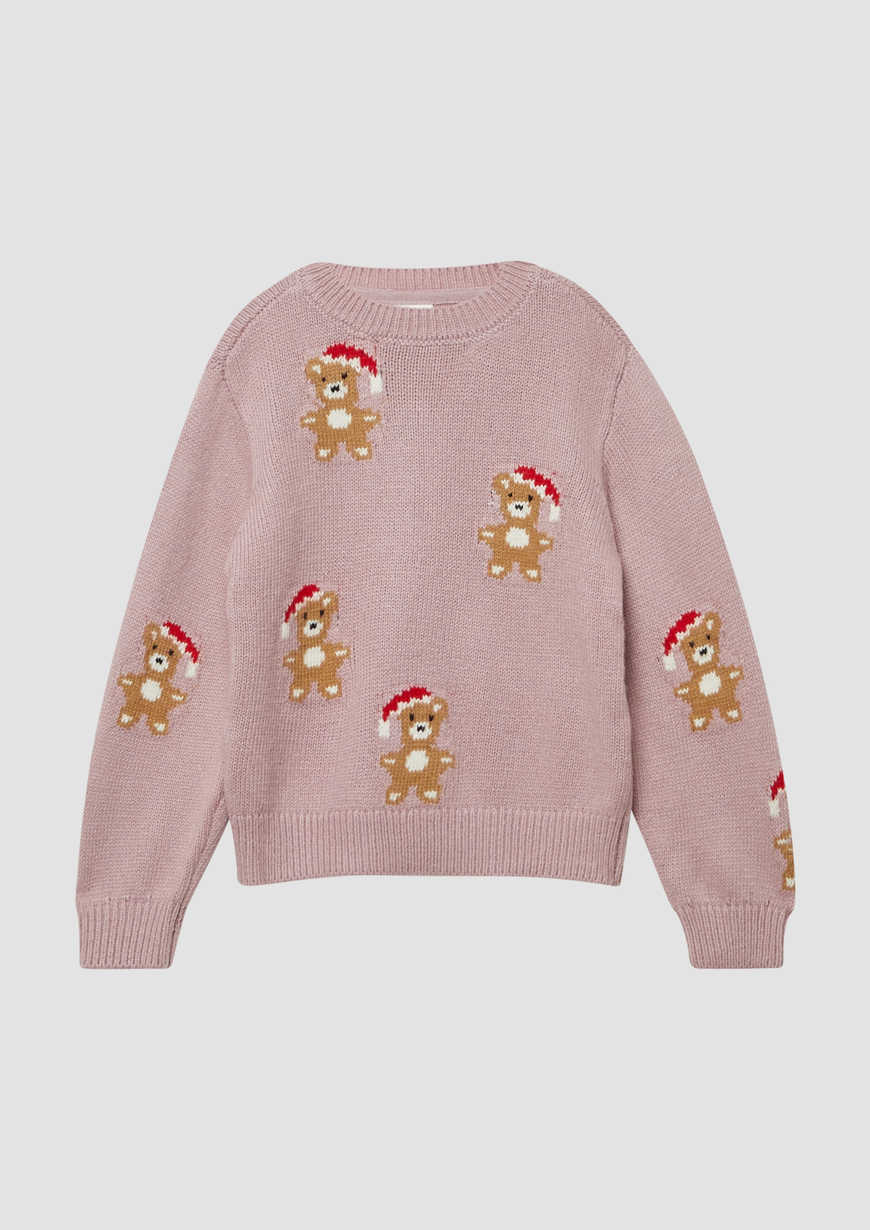 s.Oliver Junior Weihnachtspullover Rundhals, Regular Fit, Teddy-Motiv