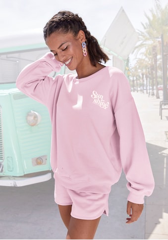 Sweatshirt »mit Rippbündchen«, und Sunshine Druck, Loungeanzug