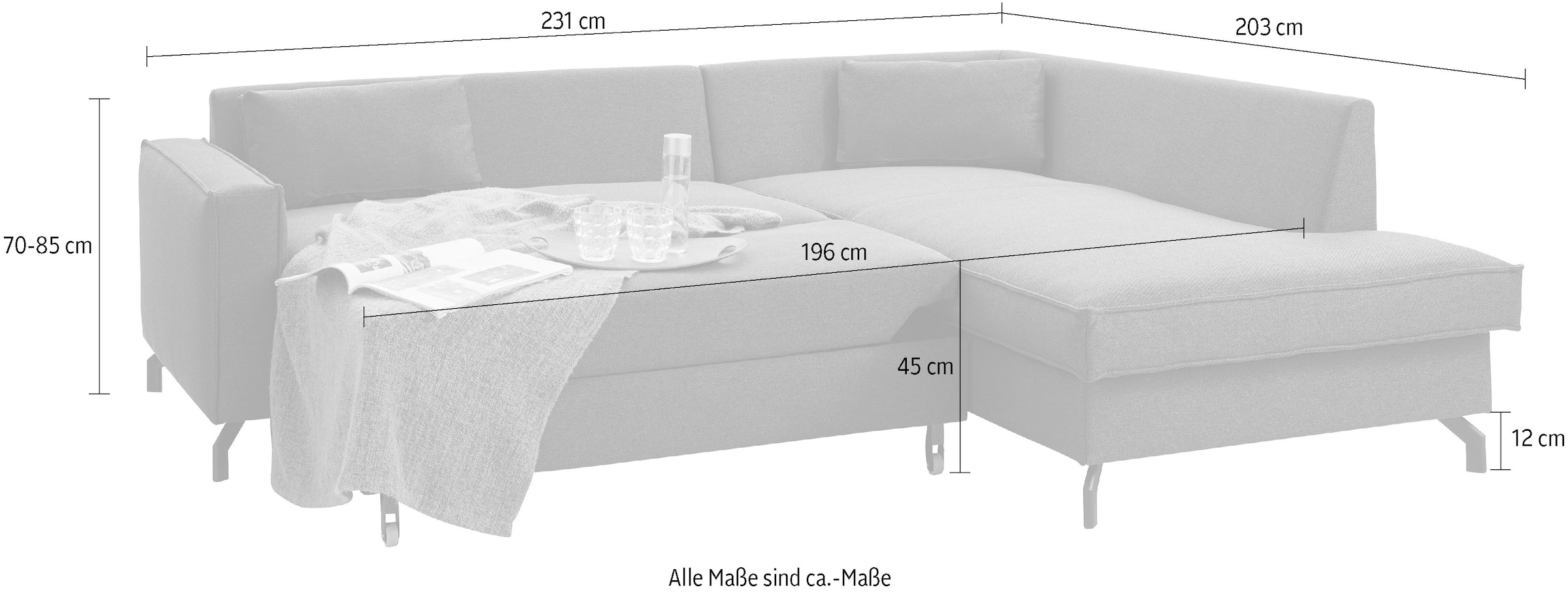 exxpo - sofa fashion Ecksofa »Daytona, L-Form«, wahlweise mit Bettfunktion und Bettkasten