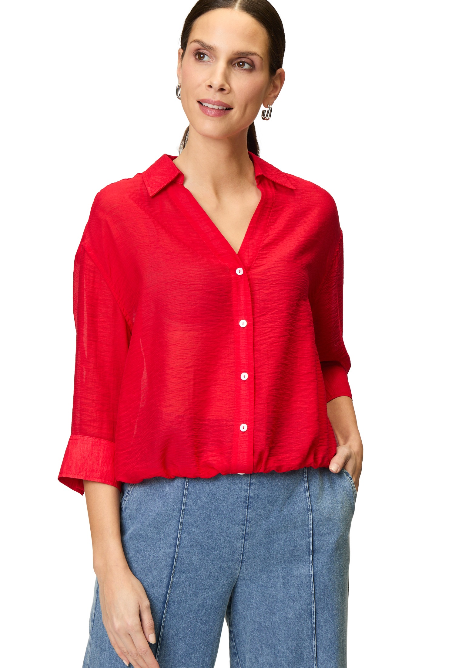 Zero Hemdbluse "zero Damen Hemdbluse mit Knitteroptik" günstig online kaufen