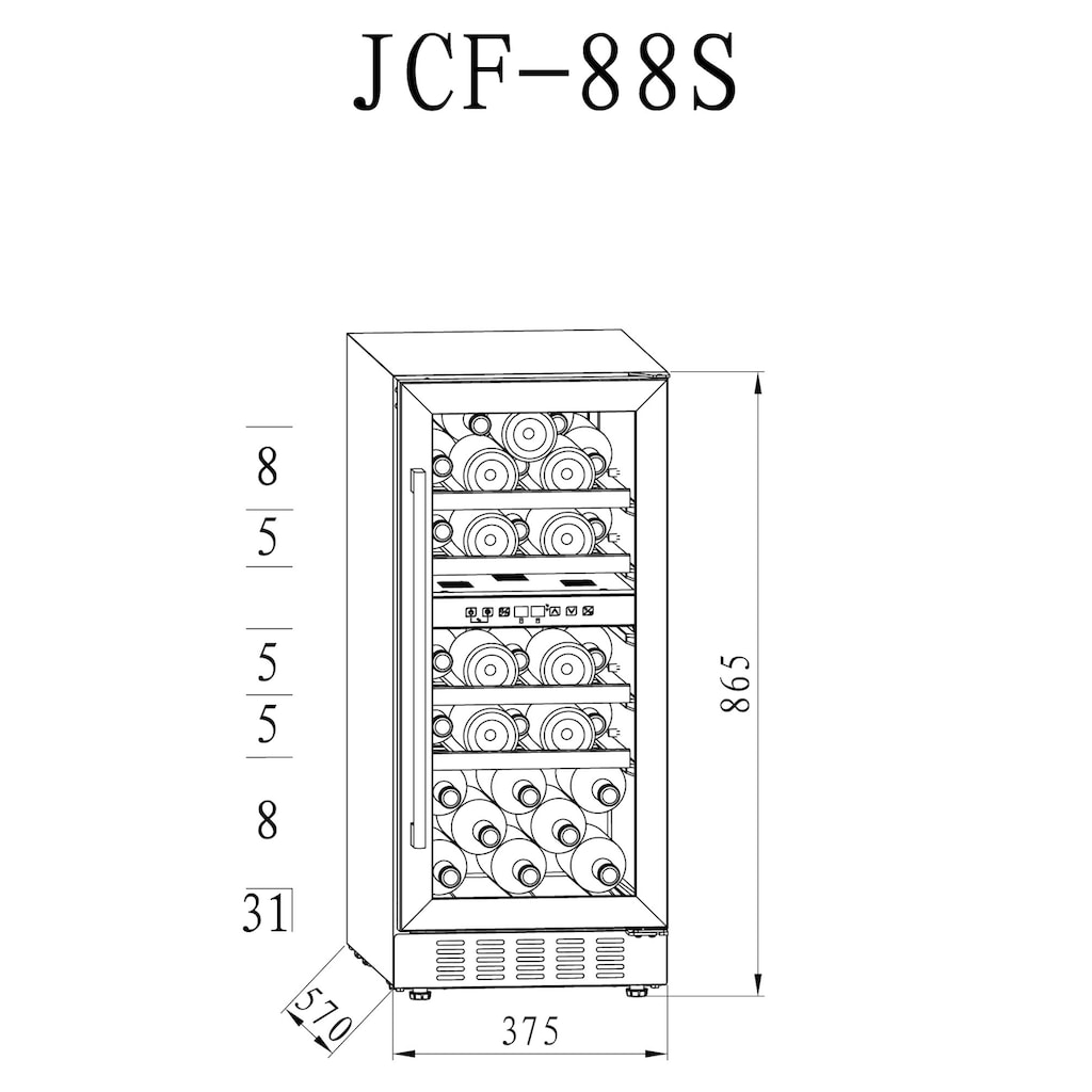 Hanseatic Weinkühlschrank »HWC31GCIA«, für 31 Standardflaschen á 075l, unterbaufähig