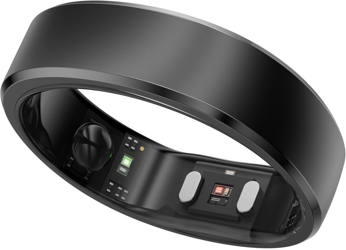 RINGCONN Damen Smart Ring "Gen2 - der perfekte Begleiter für Ihre Gesundheit und Fitness", 12, Kunstharz Titanschwarz, Kunstharz, Titan, Fingerringe,