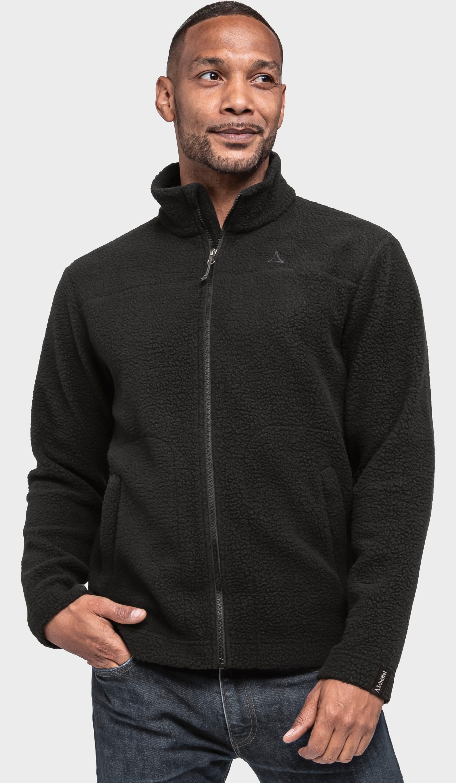 Fleecejacke SCHÖFFEL "CIRC Fleece Jk Style Purga MNS", Herren, Gr. 54, schwarz (9990, schwarz), Oberstoff: 100% Polyester, relaxed fit, hoch geschlossener Ausschnitt, Jacken Fleecejacke 4