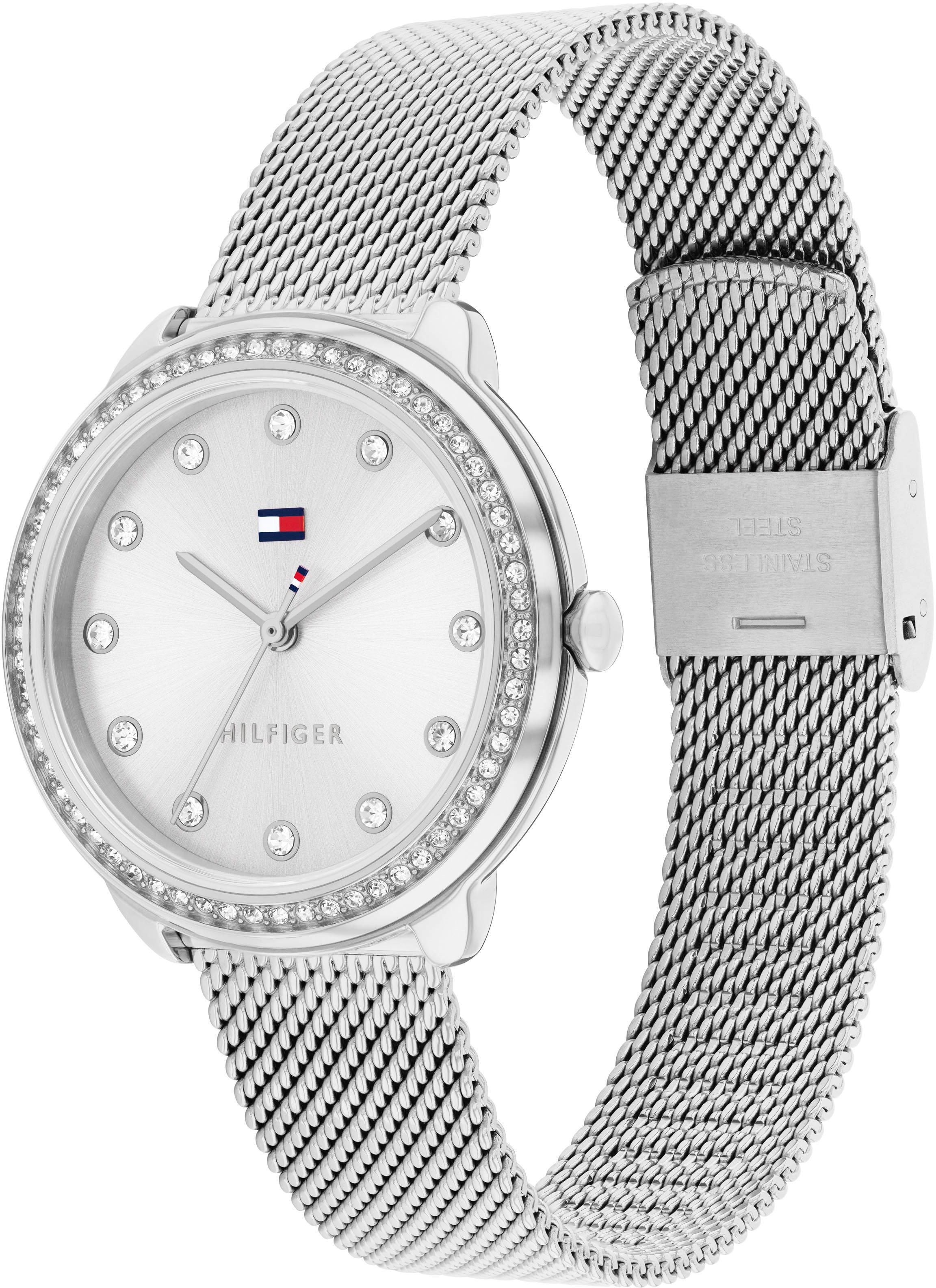 Tommy Hilfiger Quarzuhr »DEMI«, Armbanduhr, Damenuhr, Glaskristalle, analog, Edelstahlarmband