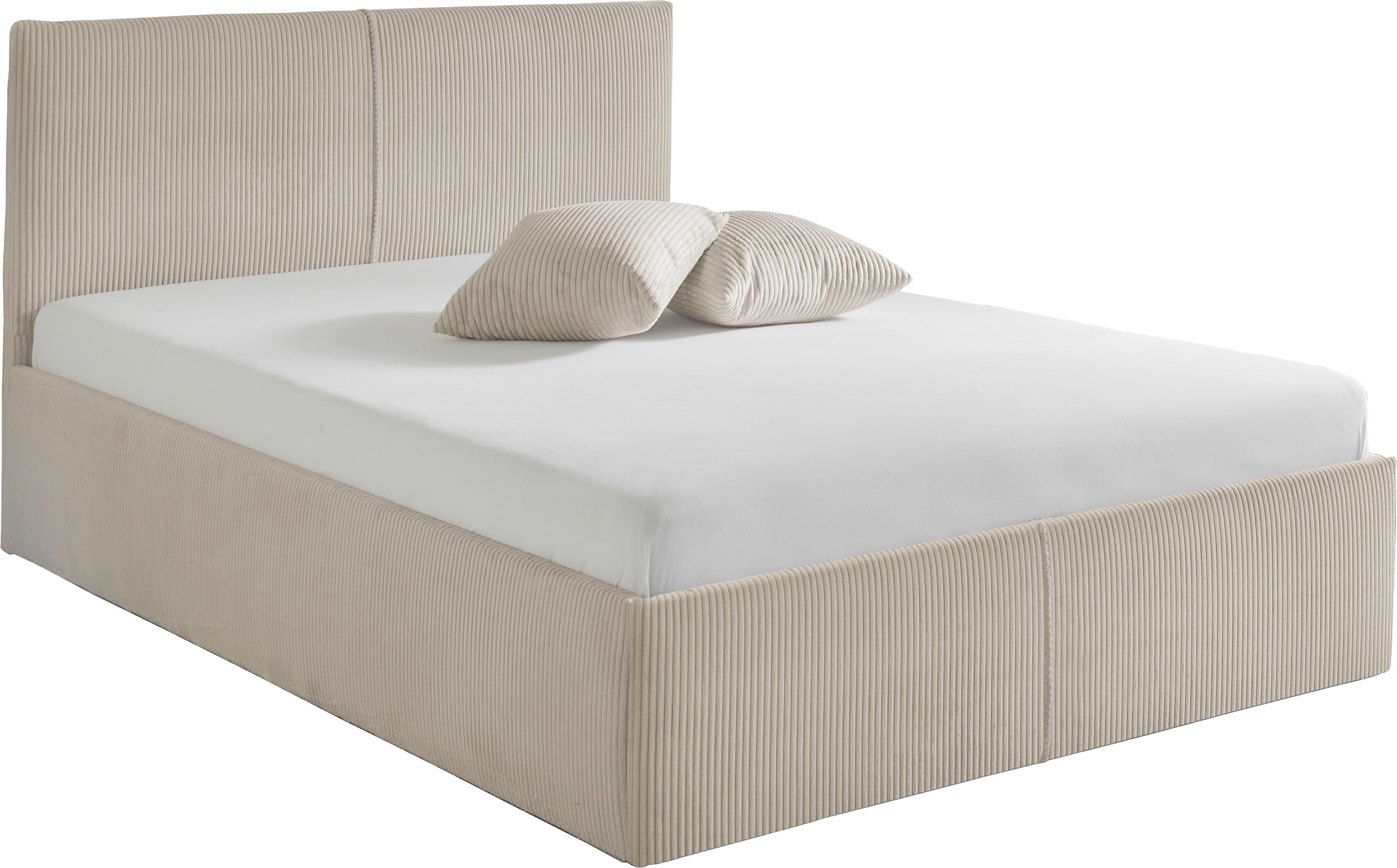 Polsterbett, B:148cm L:210cm, beige, WESTFALIA SCHLAFKOMFORT, Bezug. Hochwertiger Breitcord, 100% Polyester pflegeleicht, Polsterung: Polsterwatte,