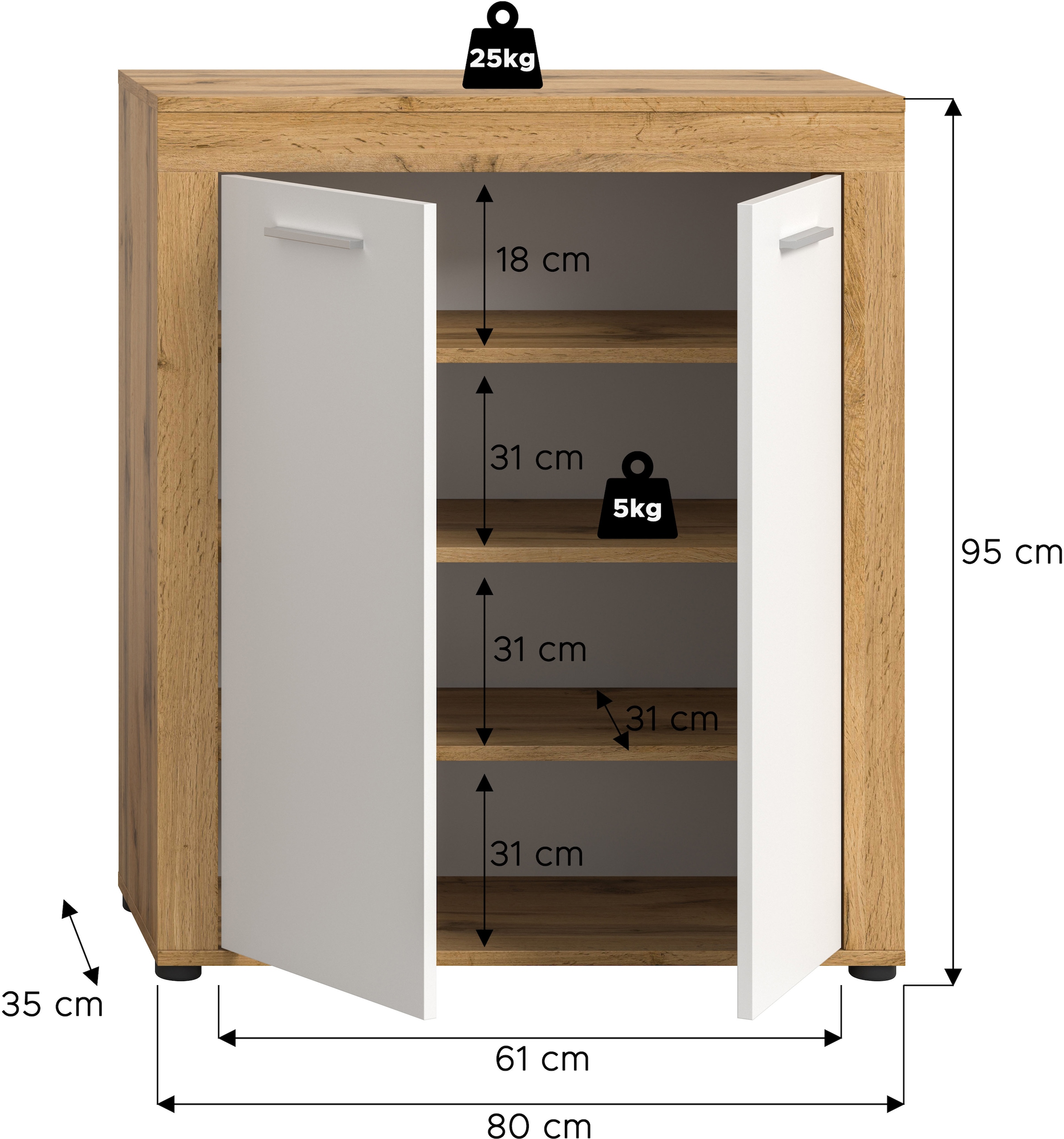 INOSIGN Schuhschrank »Aosta«, Schuhschrank, Höhe 191 cm, 4 Fächer, Garderobenschrank, Flur, Diele
