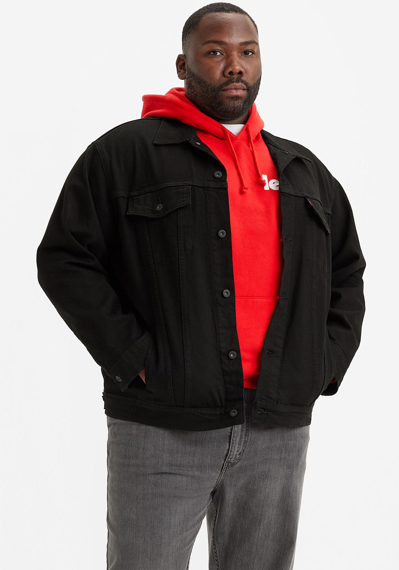 Levis Plus Jeansjacke "BIG TRUCKER", ohne Kapuze, mit Knopfleiste und Brust günstig online kaufen