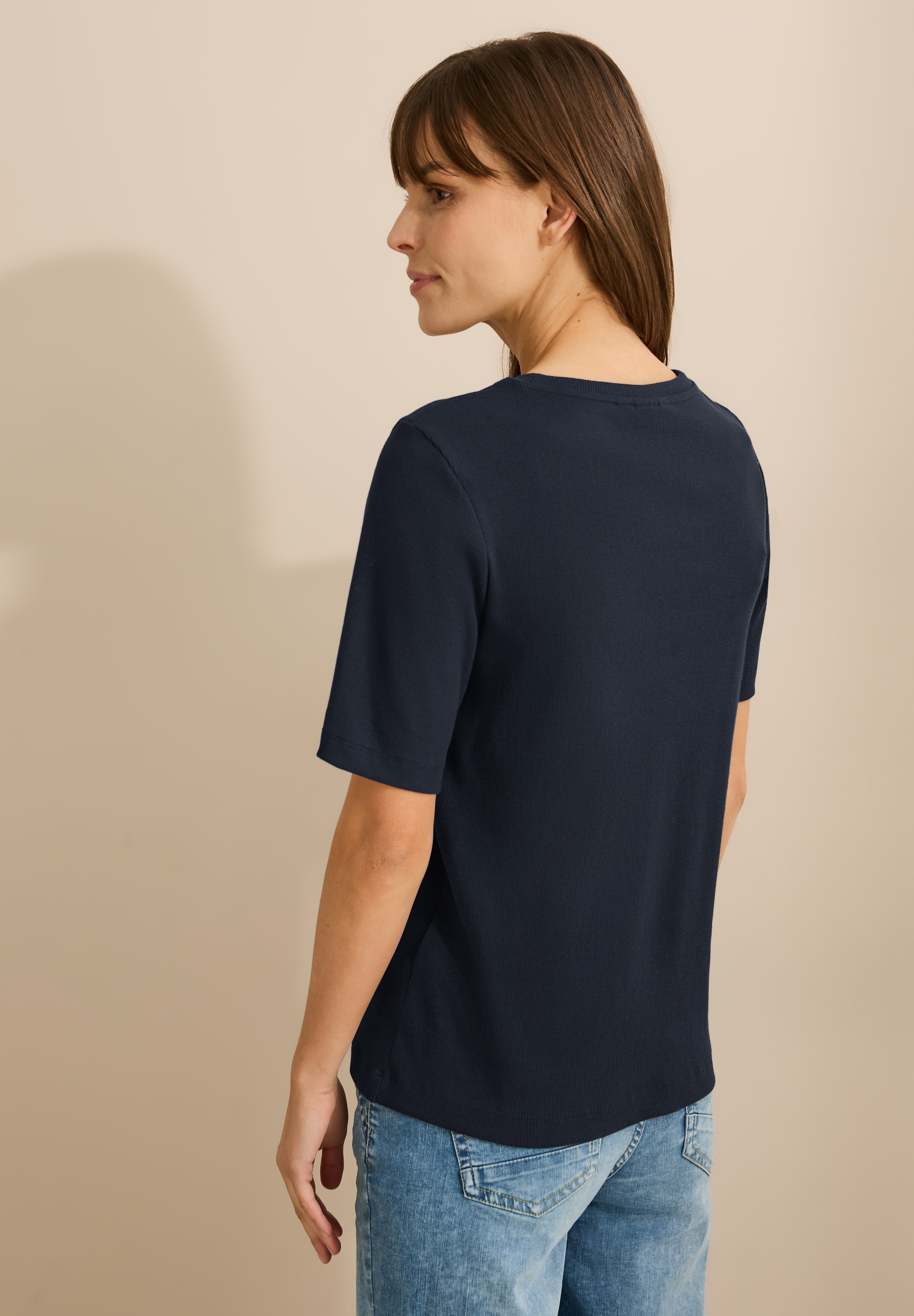 Cecil T-Shirt, mit feiner Ripp Struktur