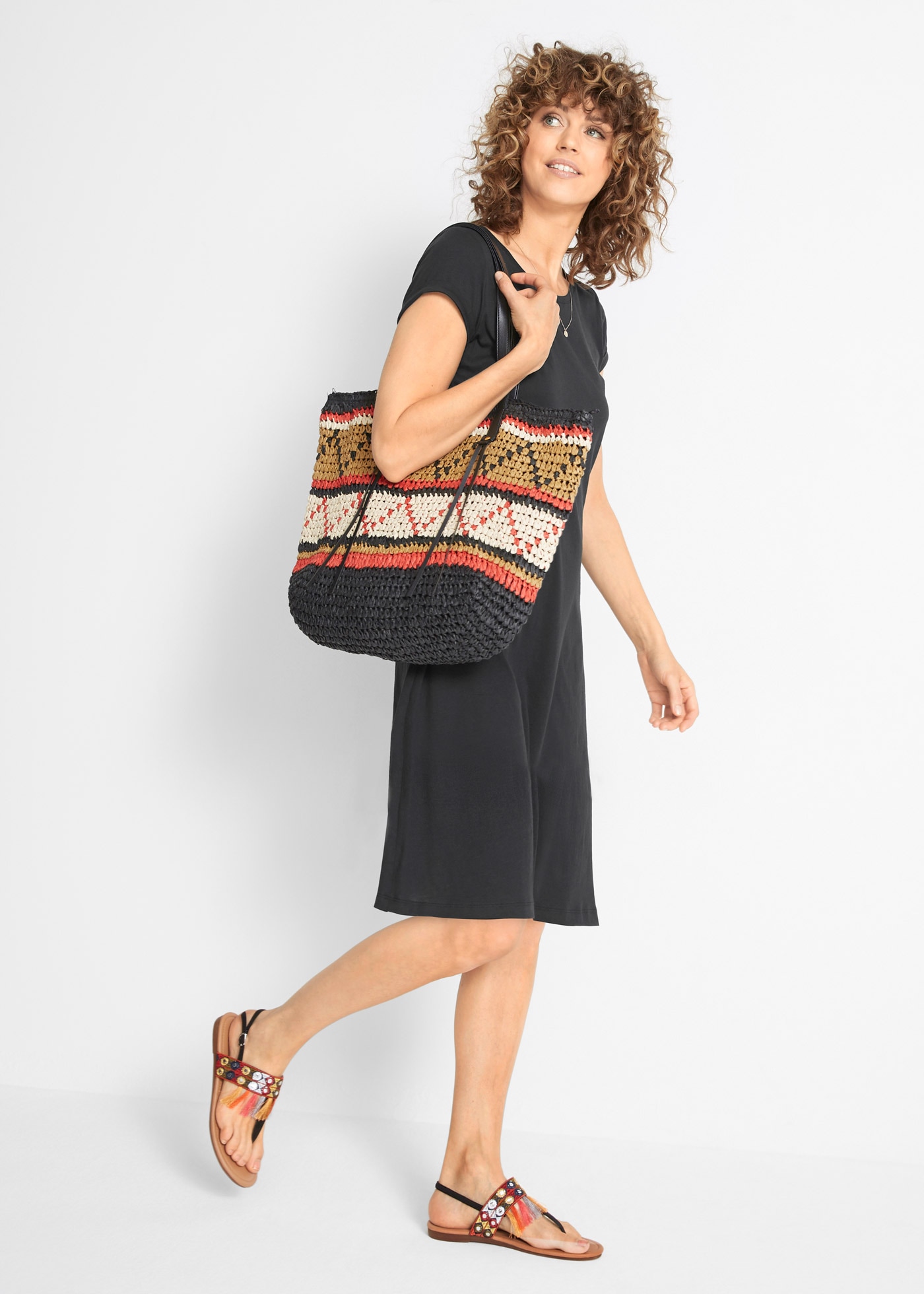 bonprix Shirtkleid für warme Tage, aus reiner Baumwolle, taillierte Passform