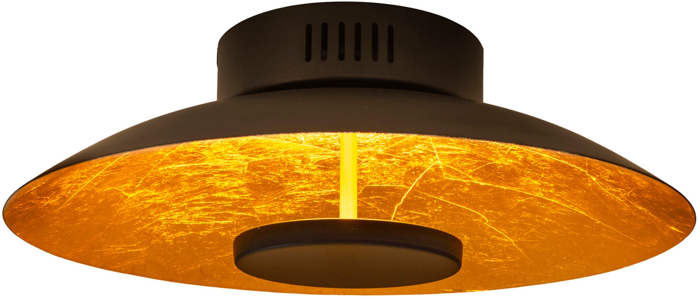 näve LED Deckenleuchte »Firenze«, 1 flammig, Leuchtmittel LED-Modul | LED fest integriert, Schirm gewölbt in schwarz/goldschimmernd, warmweißes Licht, D: 30cm