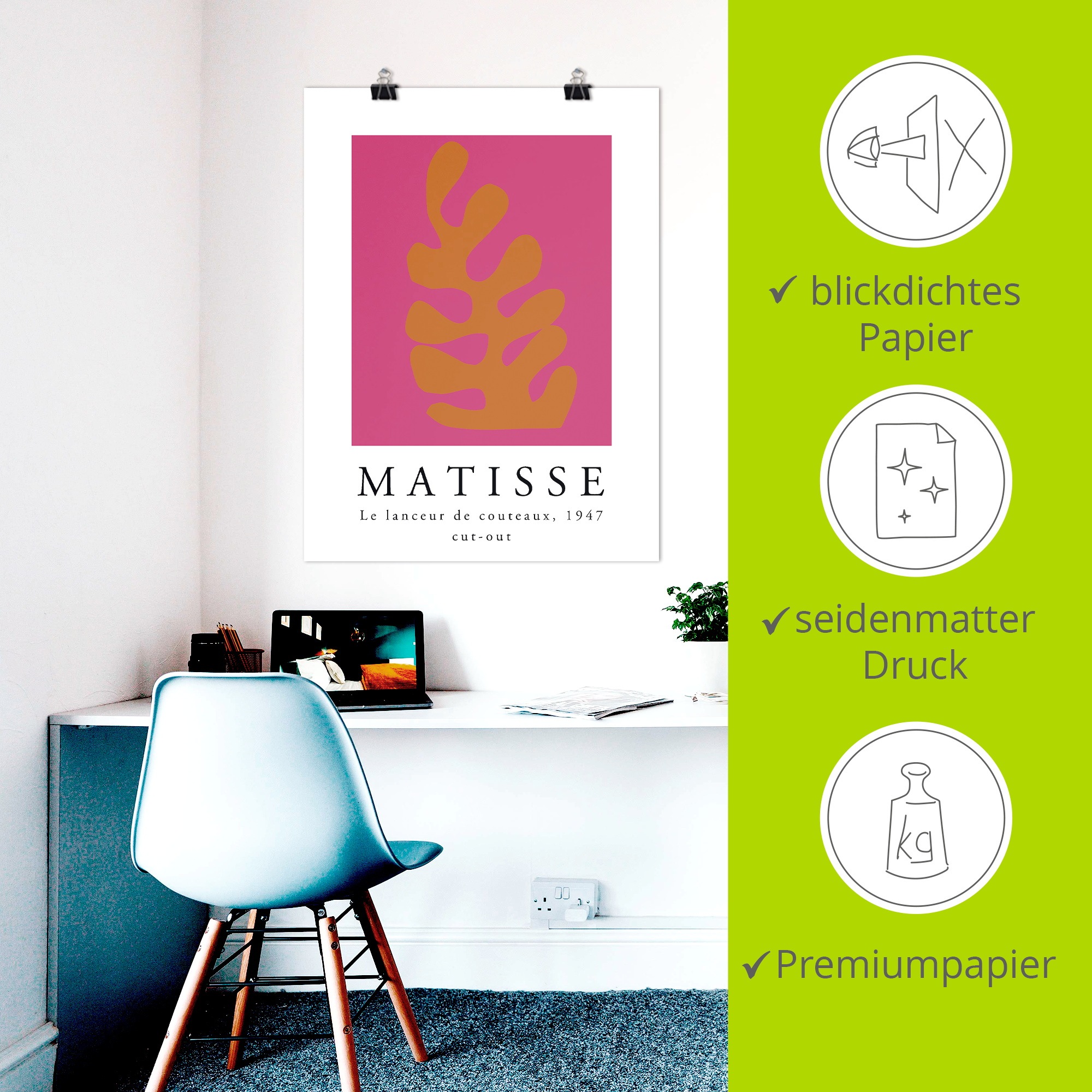 Artland Wandbild »Matisse der Messerwerfer - orange« Muster 1 Stk. tlg. als Alubild, Leinwandbild, Poster, Wandaufkleber in verschied. Größen