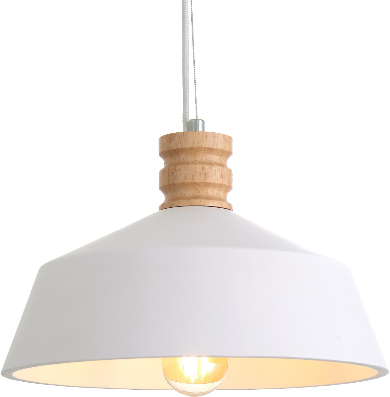PACO HOME Pendelleuchte "KUTTER", weiß, 1, Ø 34,5cm, Leuchten, LED, E27, Lampe Für Wohnzimmer Esszimmer Küche, Höhenverstellbar, Pendelleuchte