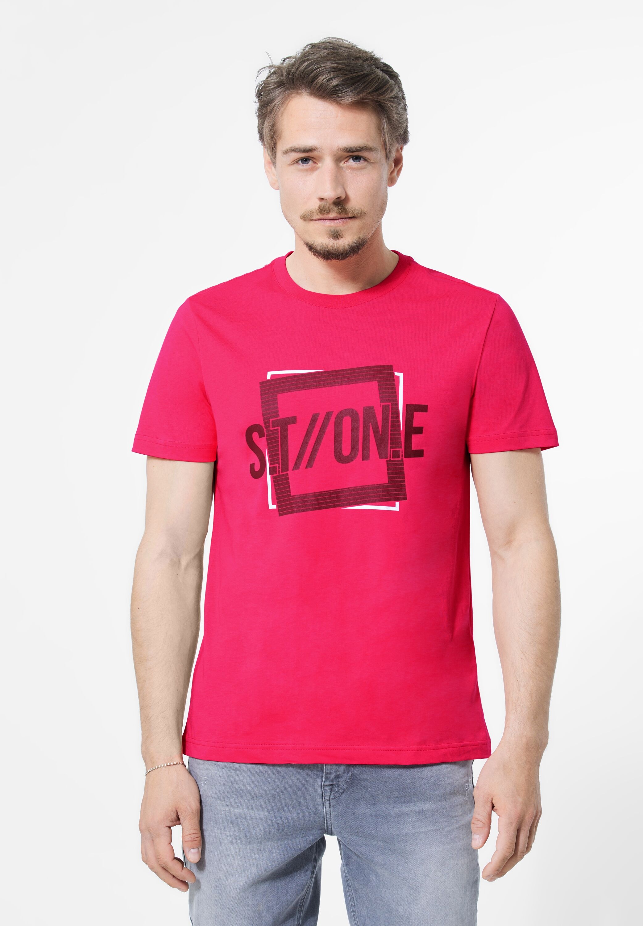 STREET ONE MEN T-Shirt, in Unifarbe günstig online kaufen