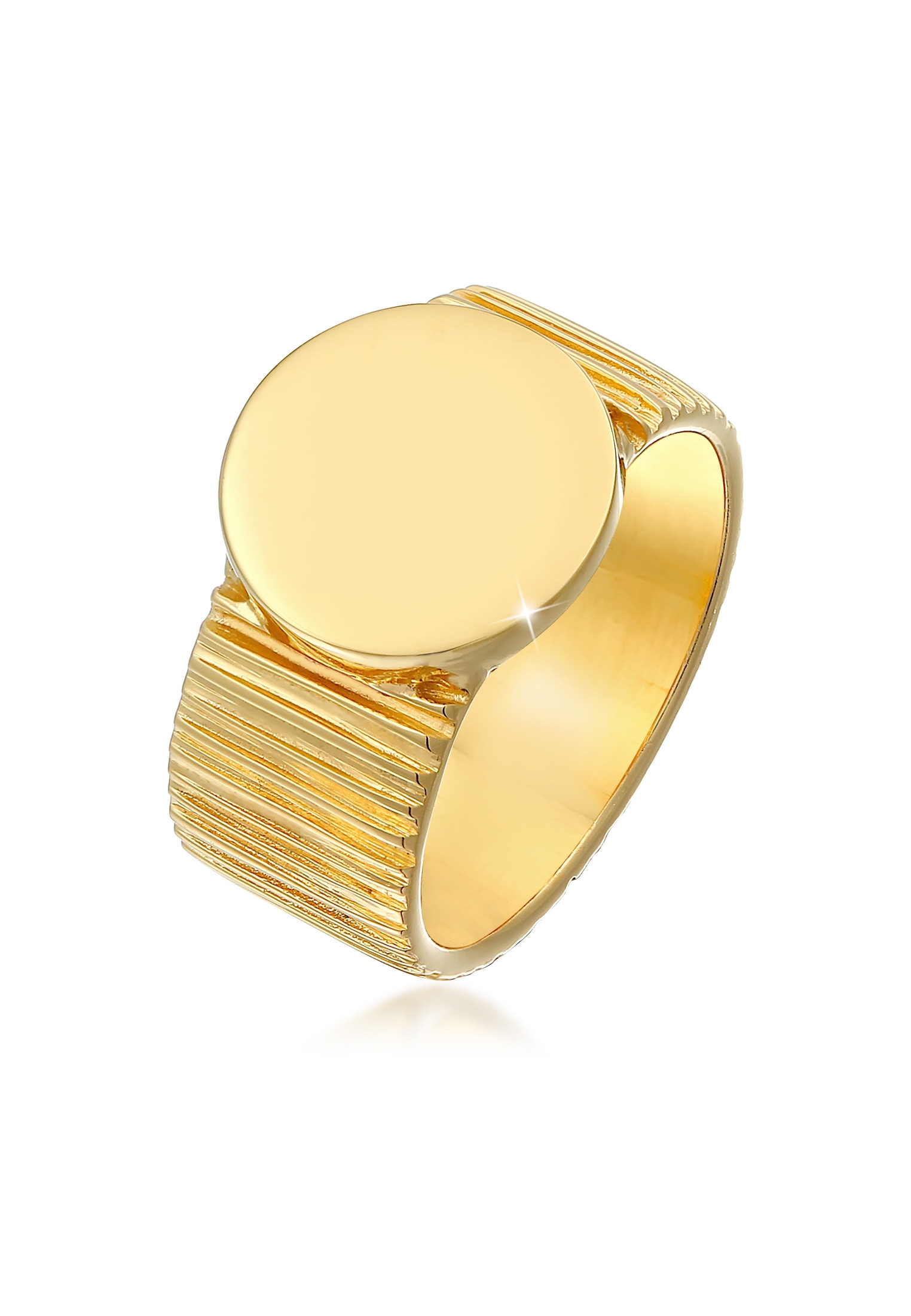 ELLI PREMIUM Damen Siegelring "Ring Bandring Siegelring Relief Struktur 925 Silber", 54, ohne Stein, Silber 925 (Sterlingsilber), 12mm, gold, Silber