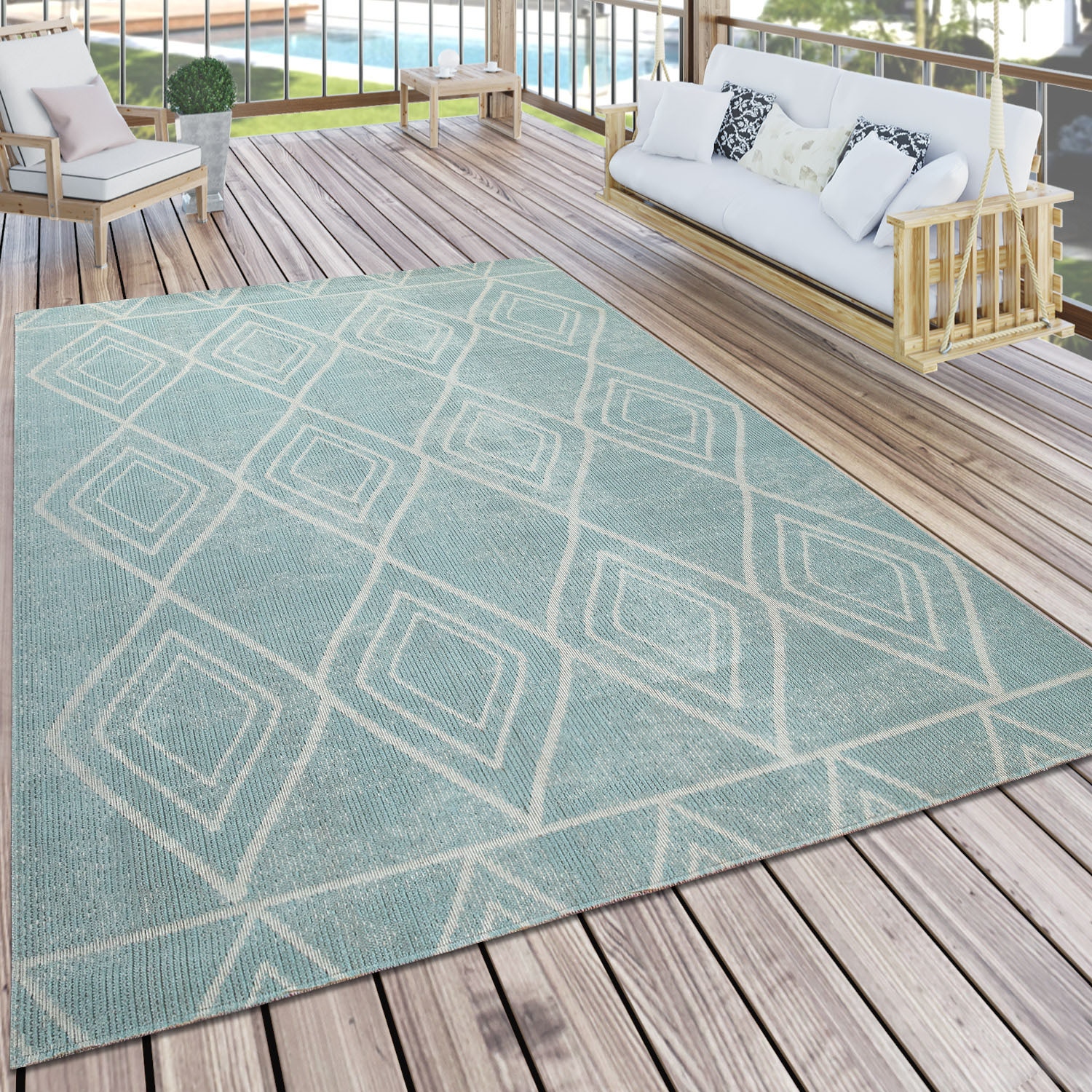 Paco Home Teppich »Artigo 427«, rechteckig, Kurzflor, Rauten Design, In-  und Outdoor geeignet | BAUR