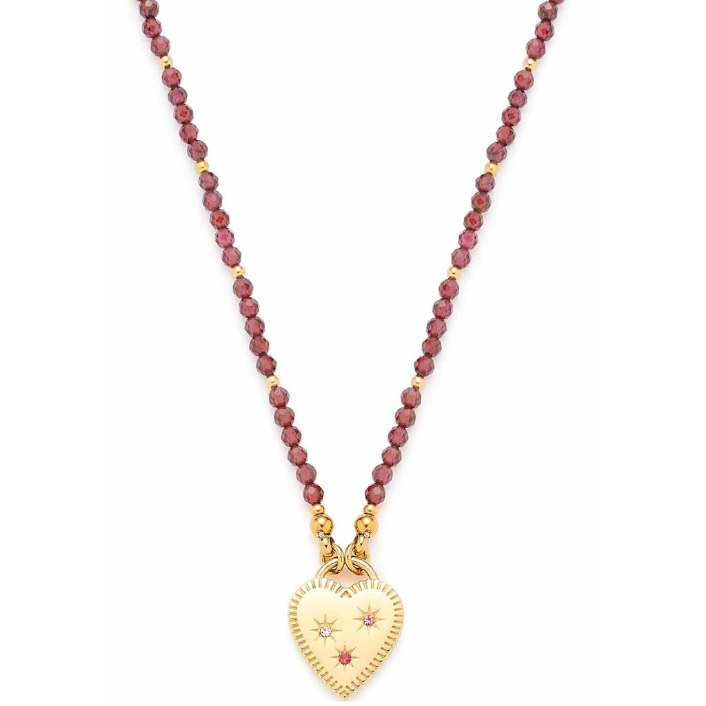 LEONARDO Kette mit Anhänger »Halskette Herz, Anka, 023228«, mit Granat, Kristallglas