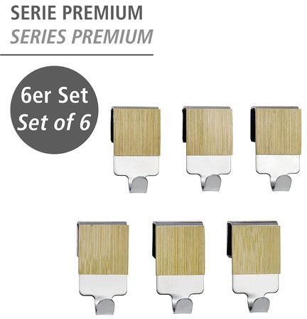 WENKO Zierhaken »Premium«, (Set, 6 St.), hochwertiger Edelstahl mit  Bambus-Applikation kaufen | BAUR