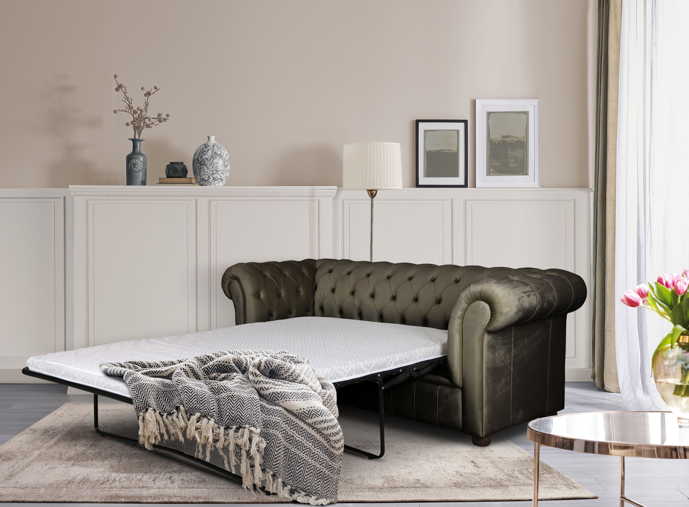 Home affaire 3-Sitzer "CHARENTE, optionale Schlafsofa, Chesterfield-Sofa, B günstig online kaufen