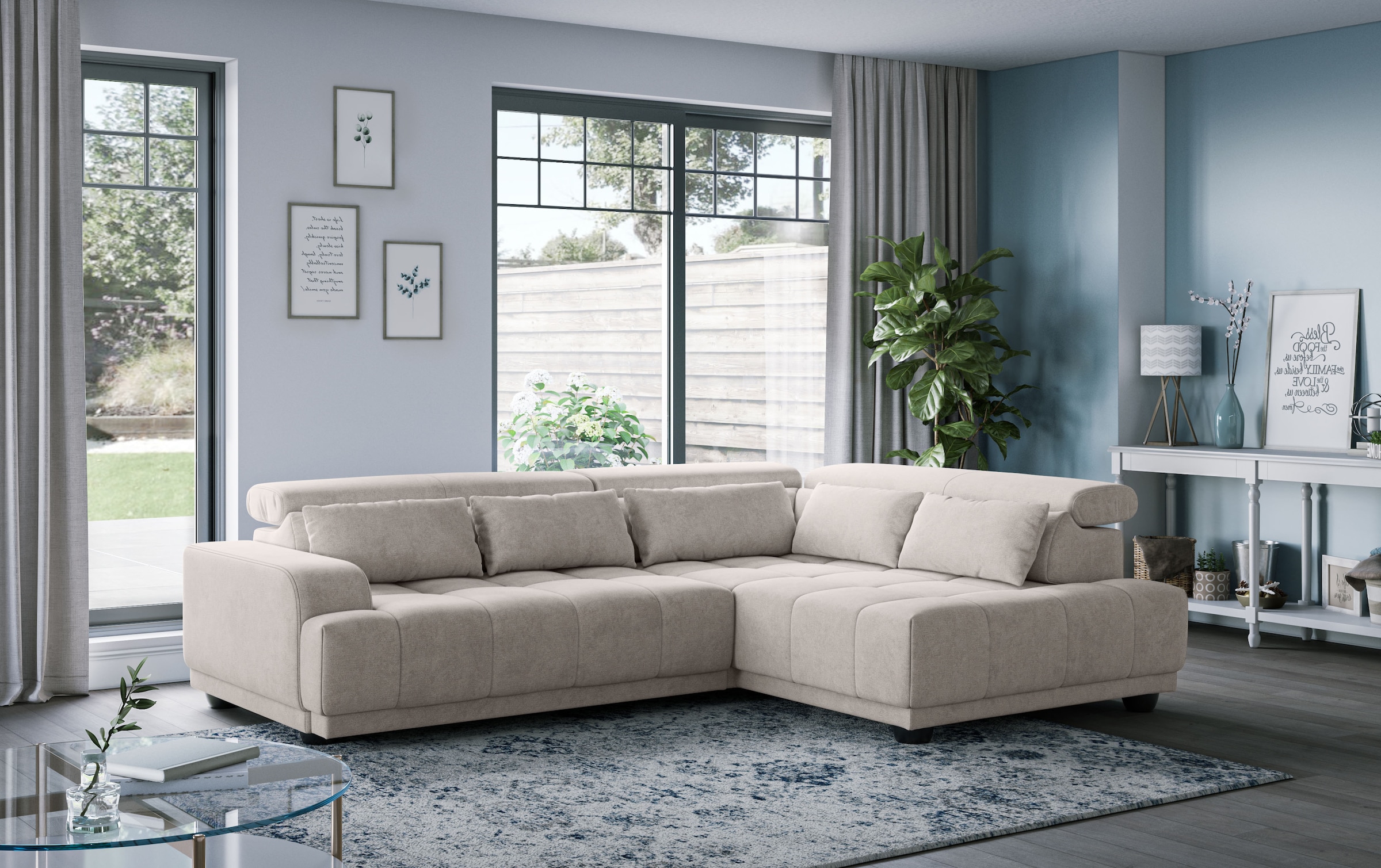 OTTO home Ecksofa "Jade L Form, Breite: 270 cm, mit Kopfteilverstellung & Nierenkissen" optional elektr. Sitztiefenverstellung