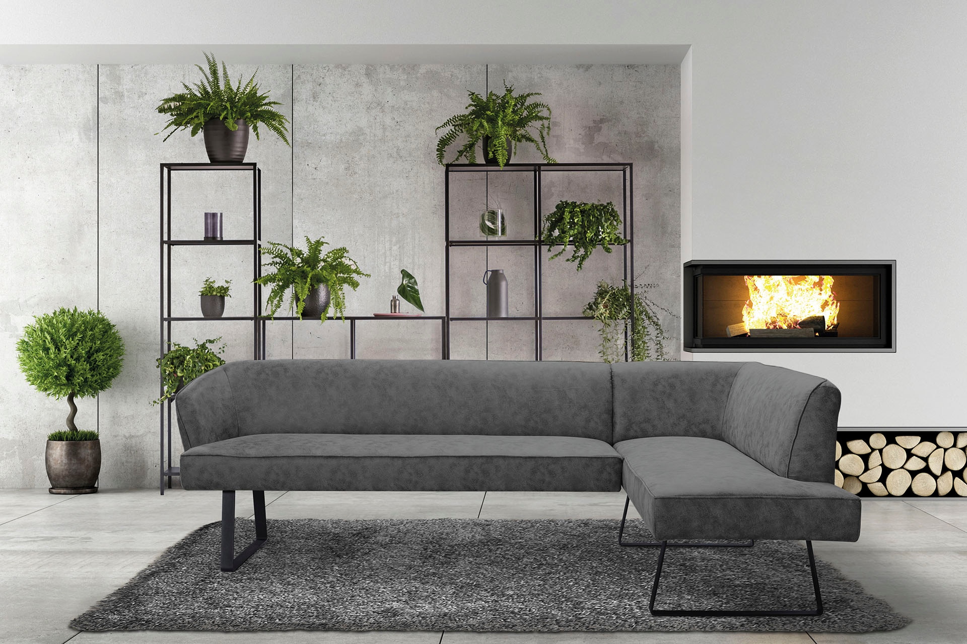 exxpo - sofa fashion Eckbank "Americano", mit Keder und Metallfüßen, Bezug in verschiedenen Qualitäten