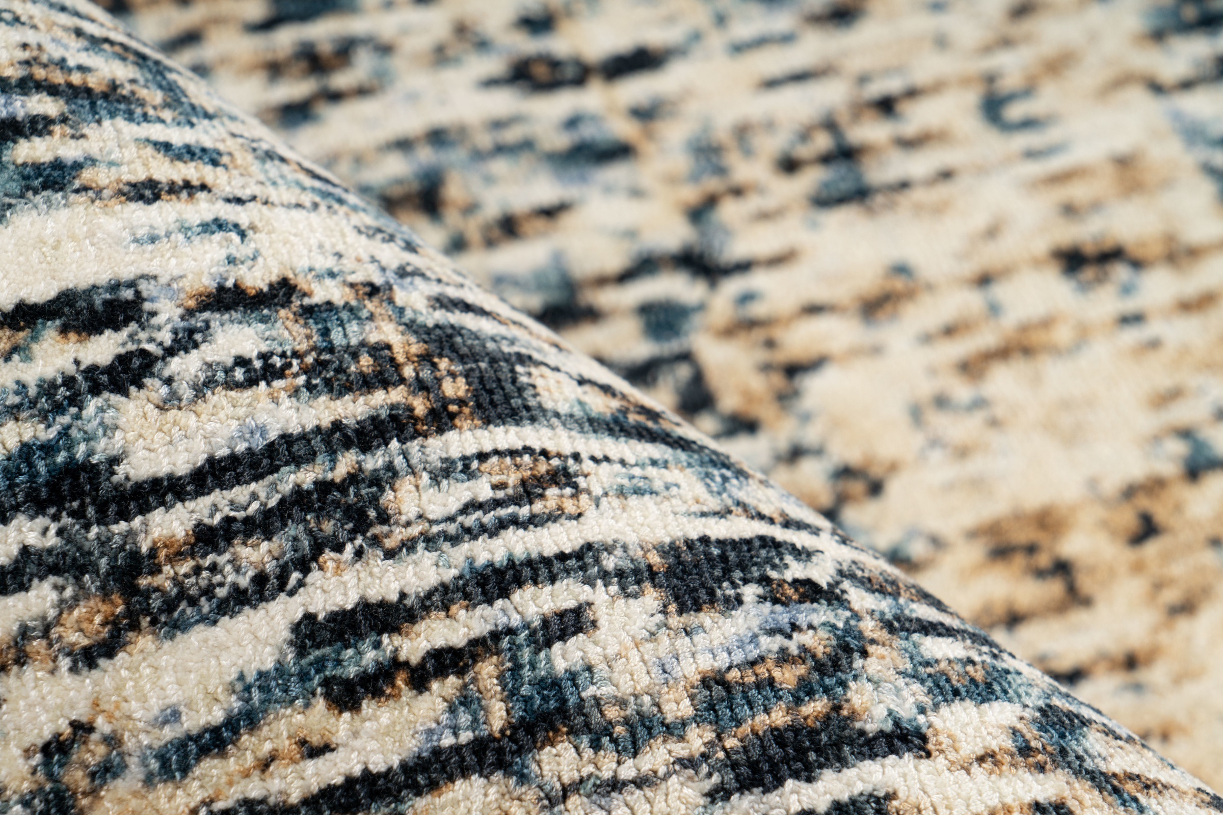 Teppich PADIRO "Puerto 125", blau (blau, beige), B:160cm H:10mm L:230cm, Viskose, Teppiche, Teppich 3