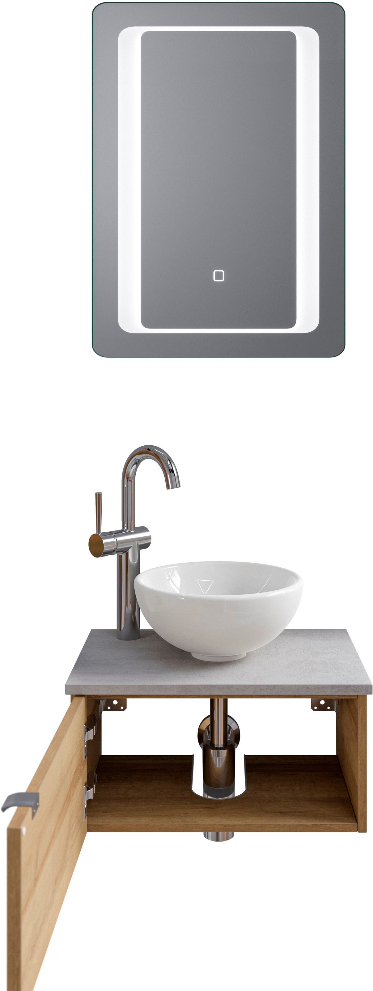 Saphir Badmöbel-Set »Serie 6915«, (4 St.), Gäste-Bad, 51 cm breit, mit LED-Spiegel und 1 Tür