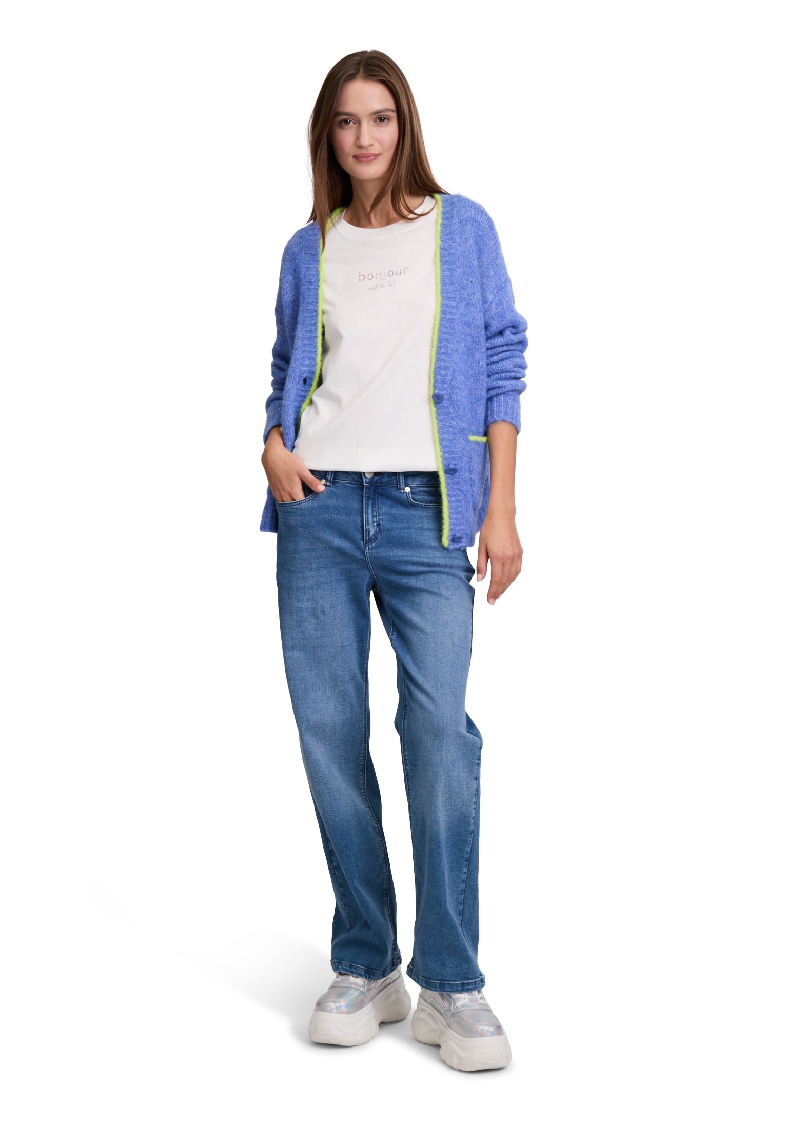 Cartoon Strickjacke »Cartoon Strick-Cardigan mit V-Ausschnitt«, Rippbündchen
