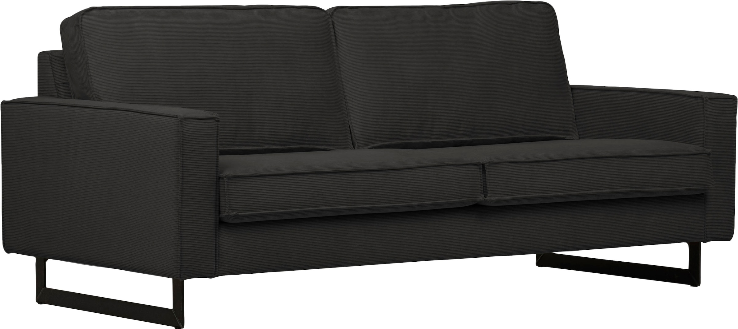 PLACES OF STYLE 2-Sitzer »Pinto, 166 cm, Cord, Chenille, Lederoptik« mit Keder, schwarze Metallfüße, Wellenunterfederung