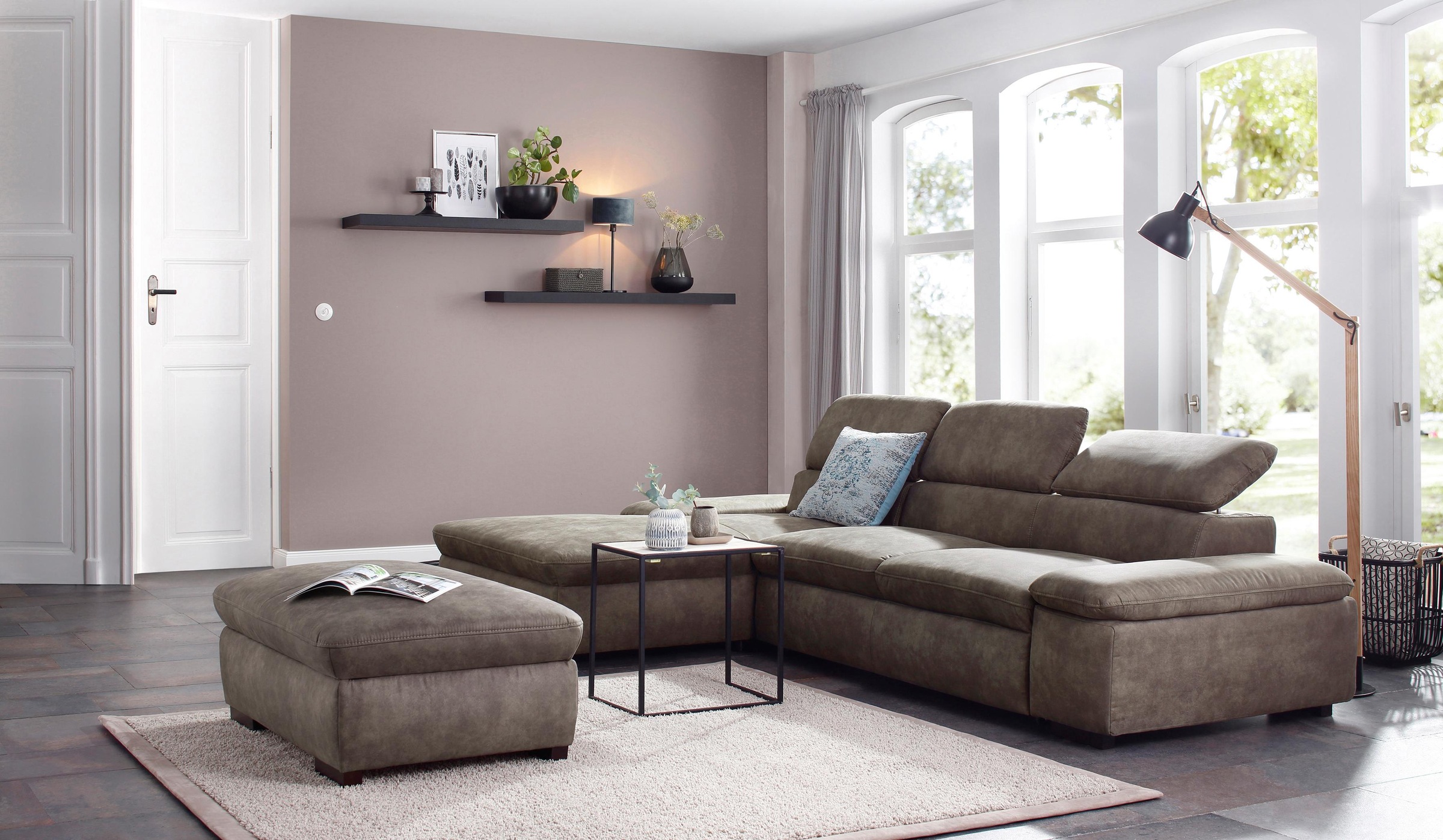 Home affaire Ecksofa »Alberto L-Form«, mit Kopfteilverstellung, wahlweise mit Bettfunktion