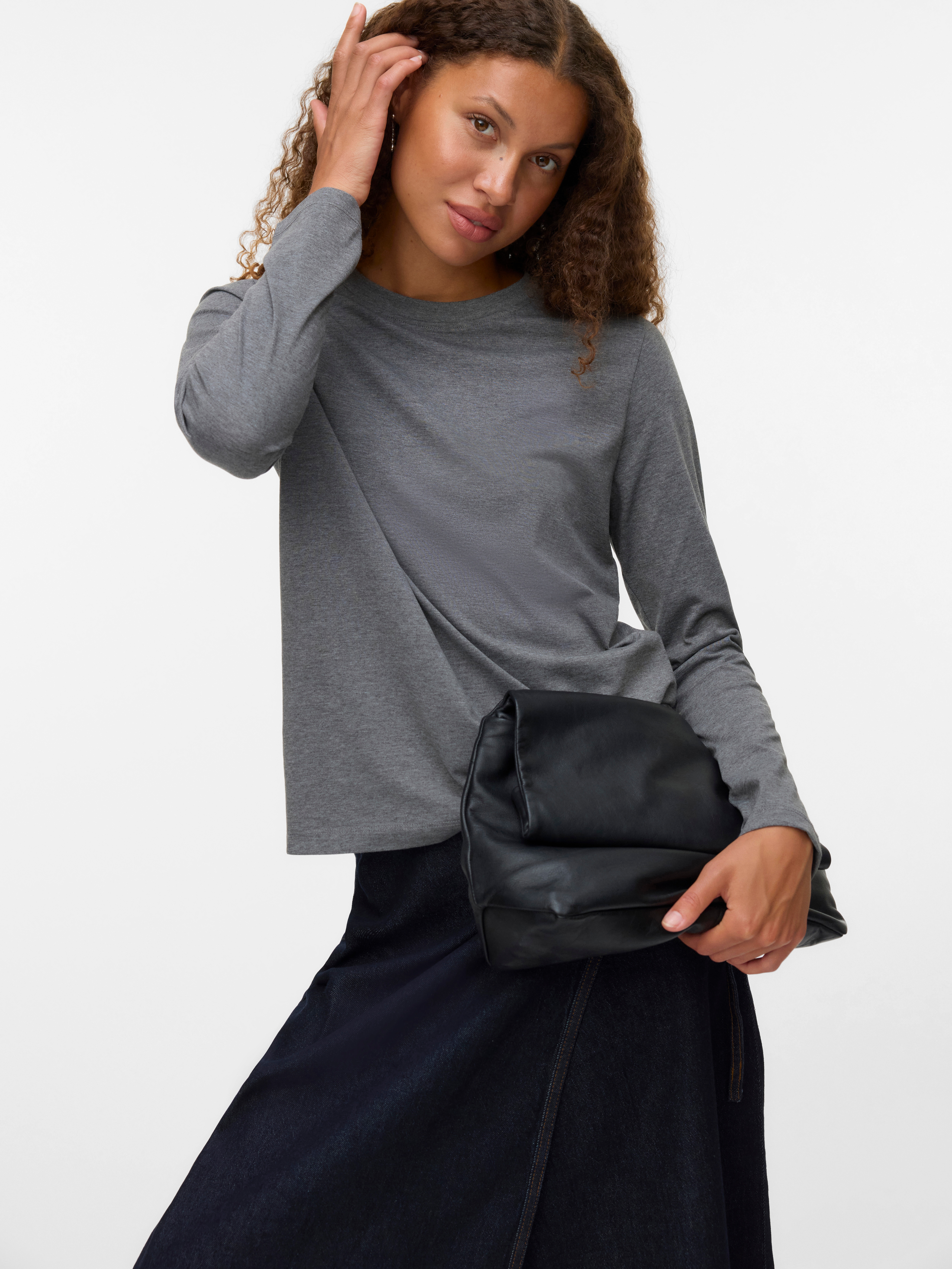 Vero Moda Langarmshirt "VMPAULINA LS T-SHIRT GA JRS NOOS" Baumwolle, regular fit