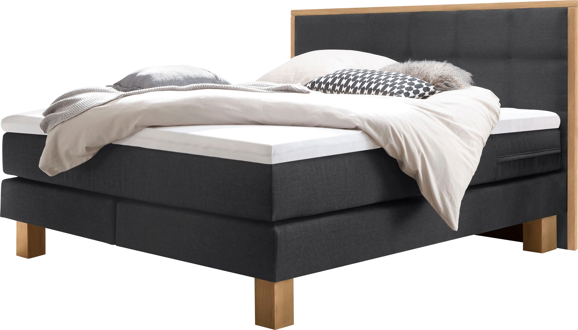 HASENA Boxspringbett "Cottage" stabile Eichenfüsse, gepolsterte Kopfteile m günstig online kaufen