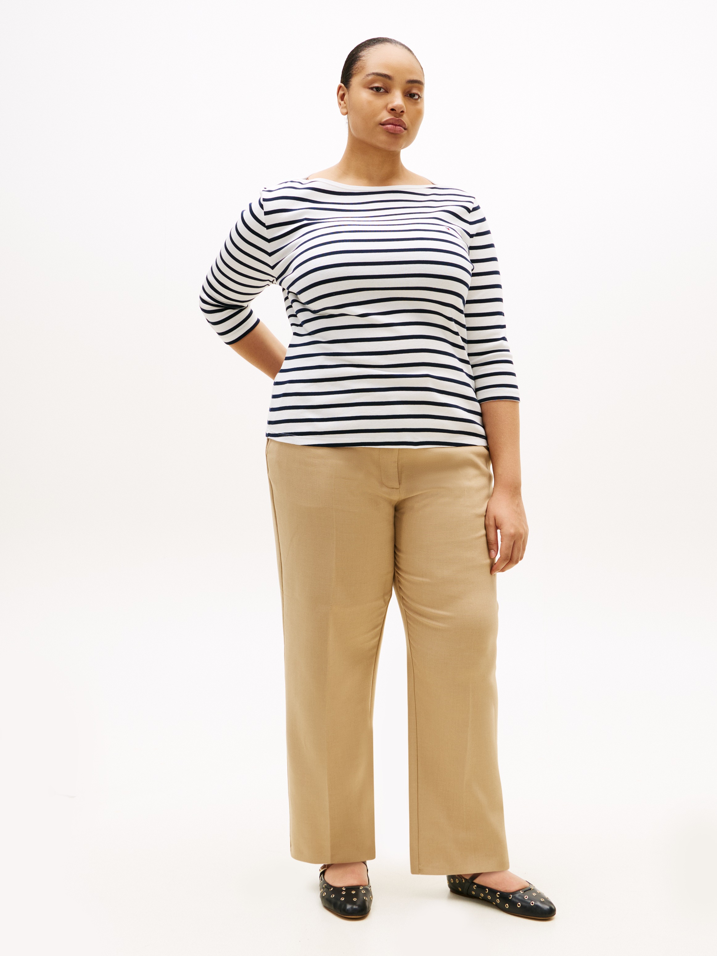 Thumbnail - Tommy Hilfiger Curve T-Shirt "CRV SLIM CODY BOAT-NK 3/4SLV"