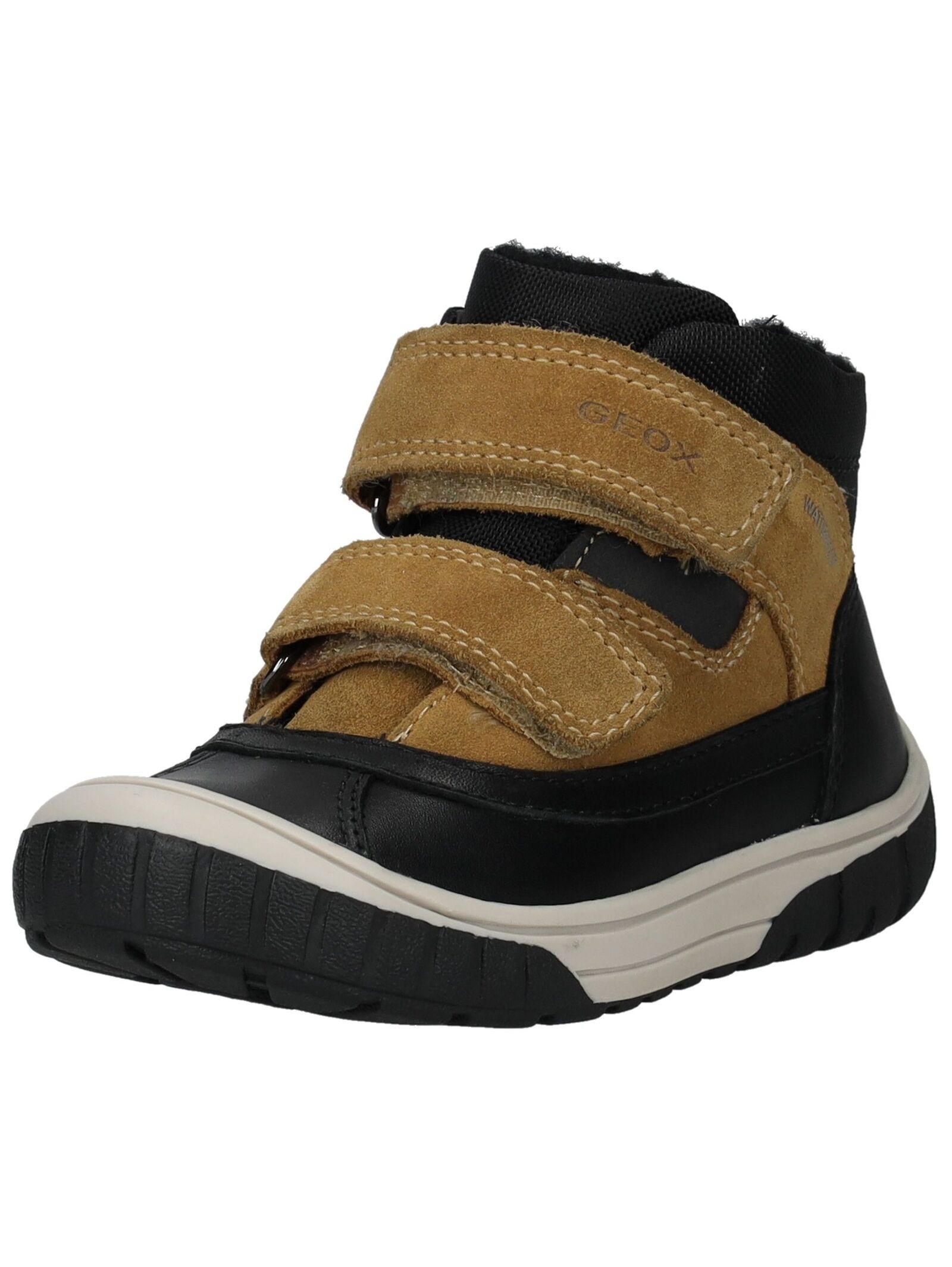 GEOX Mädchen Schnürstiefelette "Geox Stiefelette Leder/Synthetik", Gr. 22schwarz, gelb, Leder, Synthetik, Schuhe