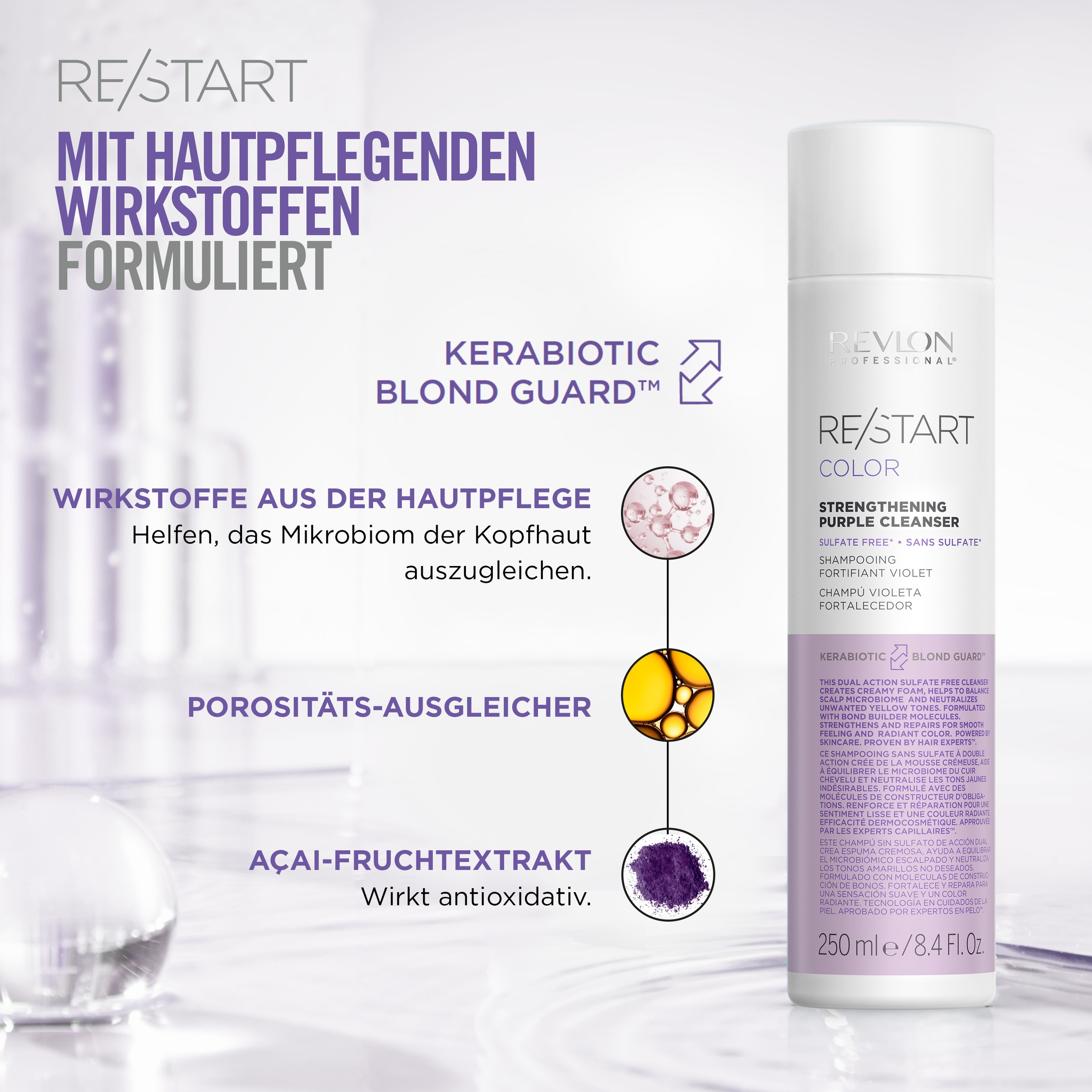 REVLON PROFESSIONAL Haarshampoo »RE/START COLOR STRENGTHENING PURPLE CLEANSER« Neutralisiert Gelbtöne, regeneriert das Haar und reduziert Haarbruch.