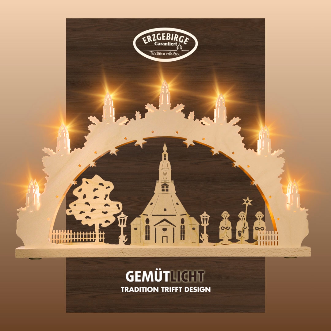 Weigla Schwibbogen "Seiffener Kirche, Lichterbogen aus Holz, NATUR, Made in günstig online kaufen