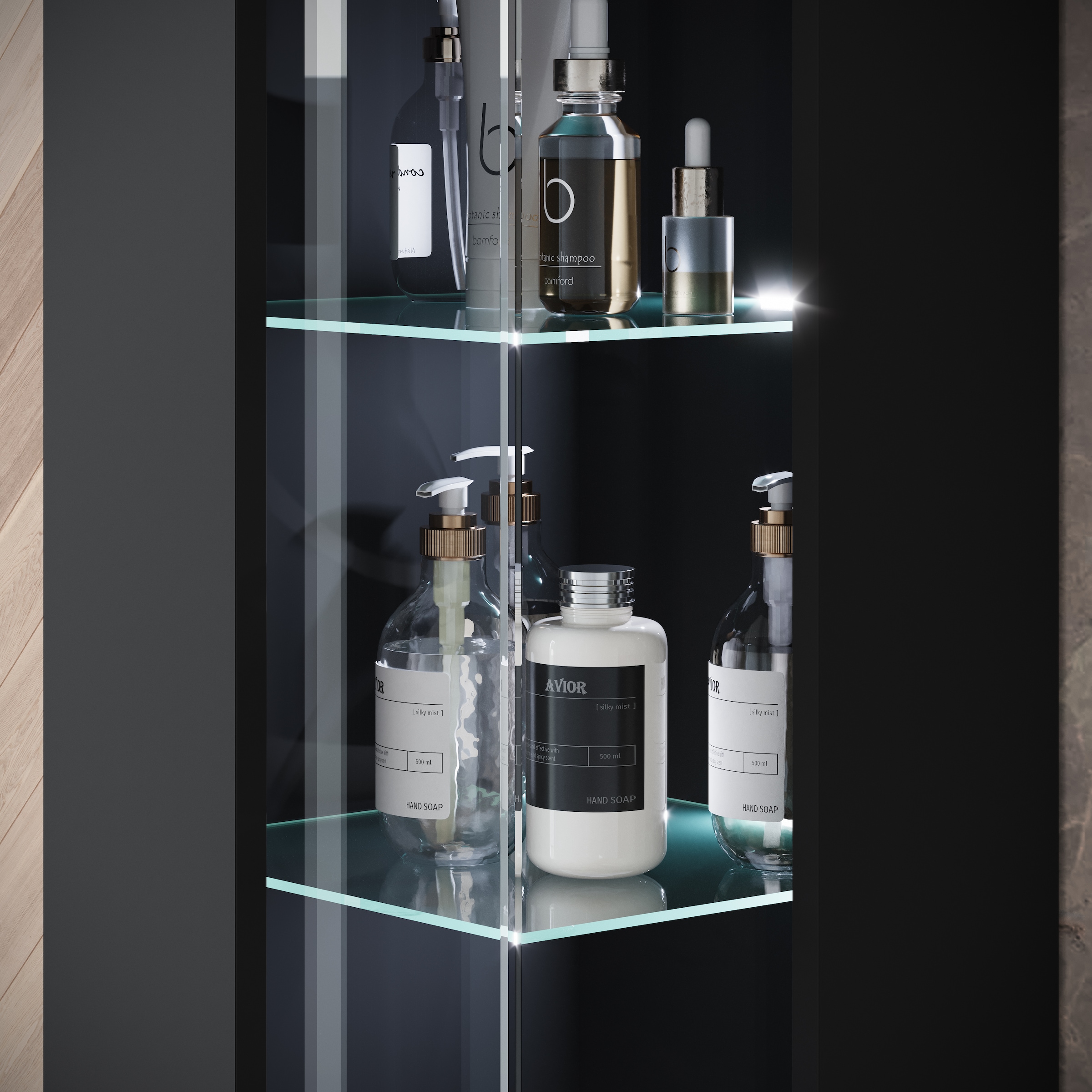 INOSIGN Badmöbel-Set »Kenia«, (Set, 5 St.), Modernes Badmöbel-Set mit viel Stauraum und Glaseinsatz