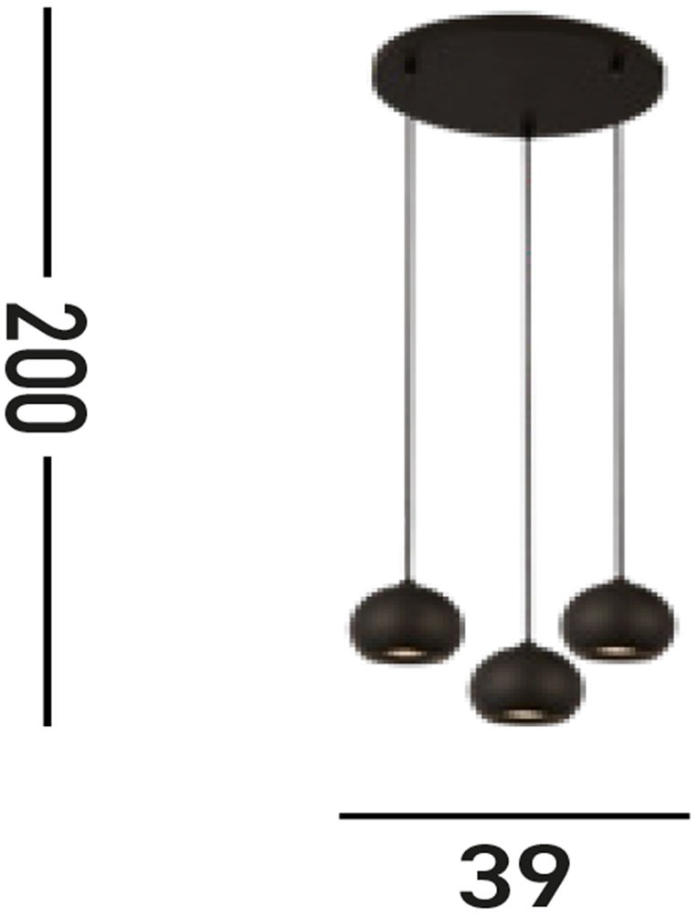 Searchlight Hängeleuchte »Eindhoven 3Lt Pendant  - Sand Black Metal« GU10 1 Stk.