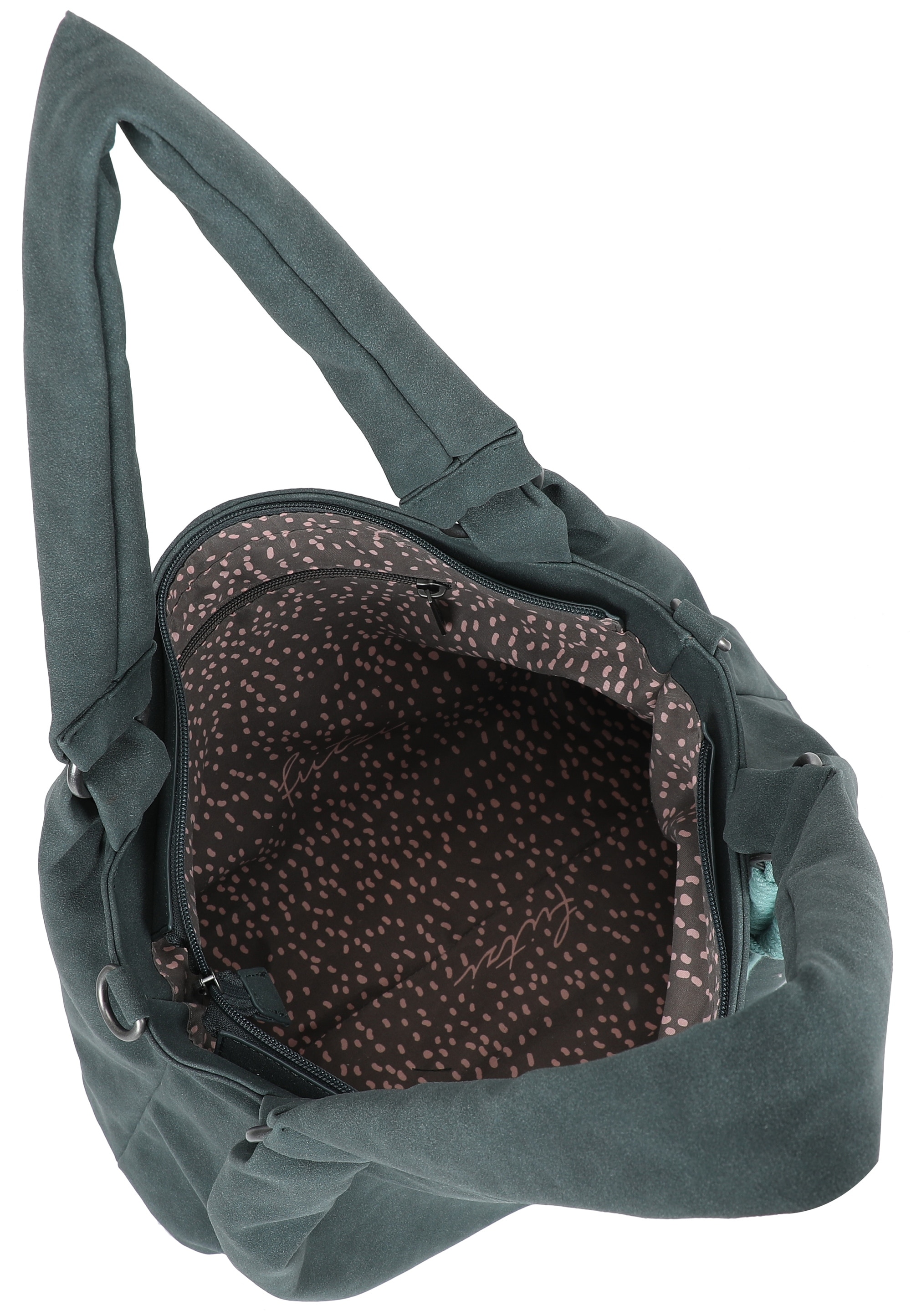 Fritzi aus Preußen Henkeltasche »Sue03 Suede Jacky Soft Dark Anthra« mit abnehmbarer Makramee-Schnur