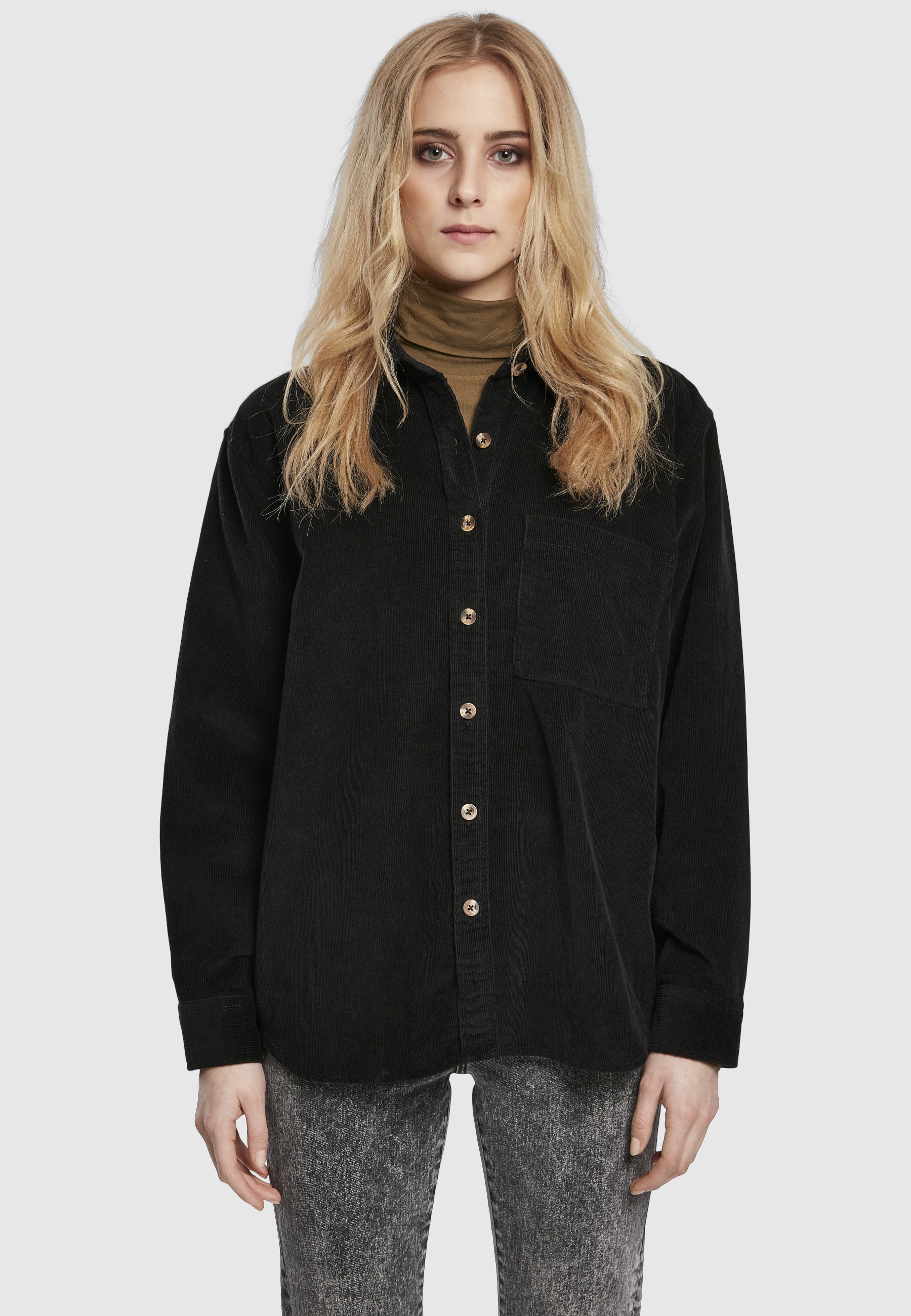 URBAN CLASSICS Langarmhemd »Urban Classics Damen Ladies Corduroy Oversized Shirt« 1 Stk.