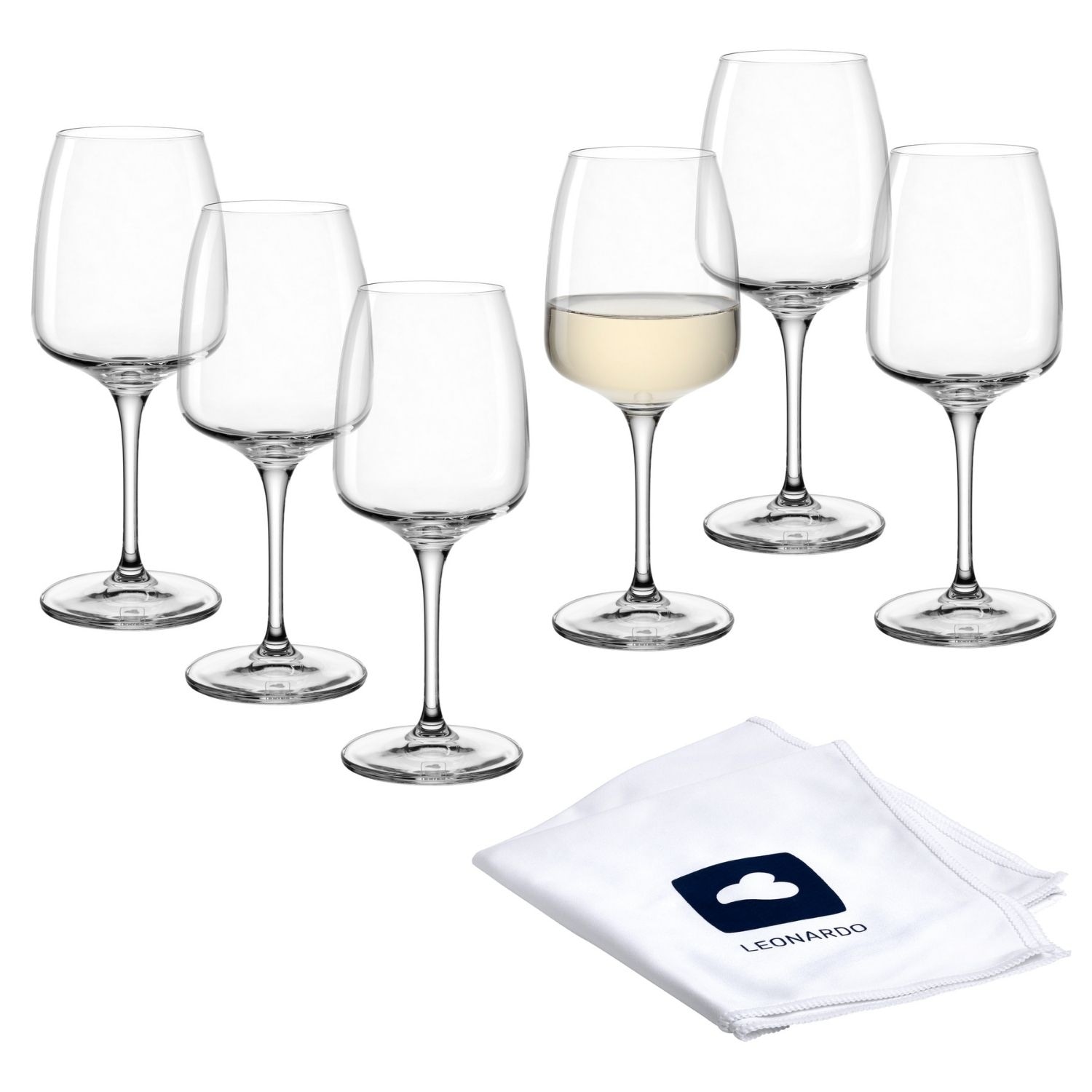 Weißweinglas »Rieslinggläser CESTI + Poliertuch«, (Set, 7 tlg.), 6 Riesling-Gläser mit...