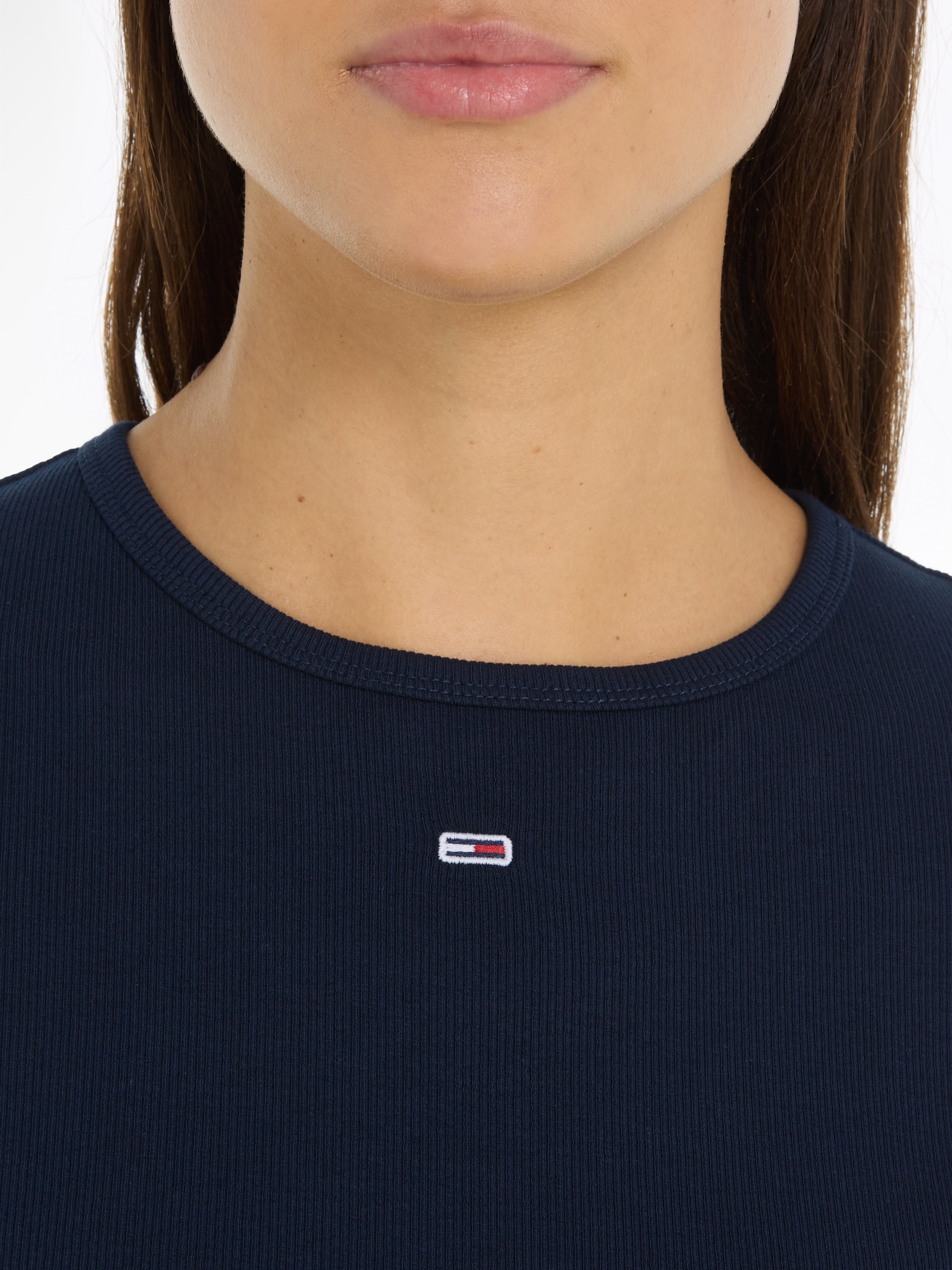 Thumbnail - Tommy Jeans Kurzarmshirt "TJW ESSENTIAL RIB SHORT SLEEVE EXT" Baumwollmischung in gerippter Struktur, Slim Fit