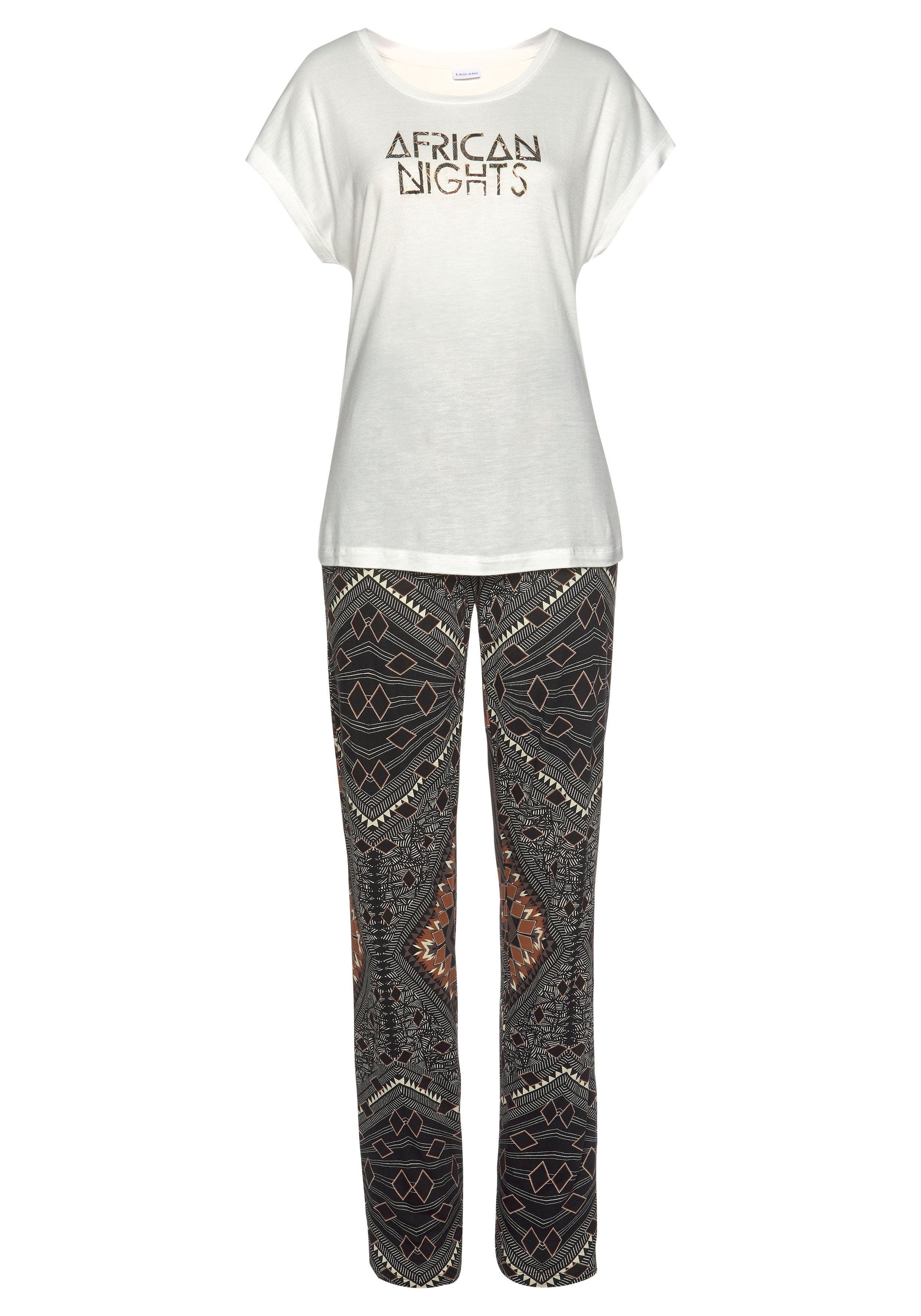 LASCANA Pyjama, (2 tlg., 1 Stück), im Ethno-Design online bestellen | BAUR