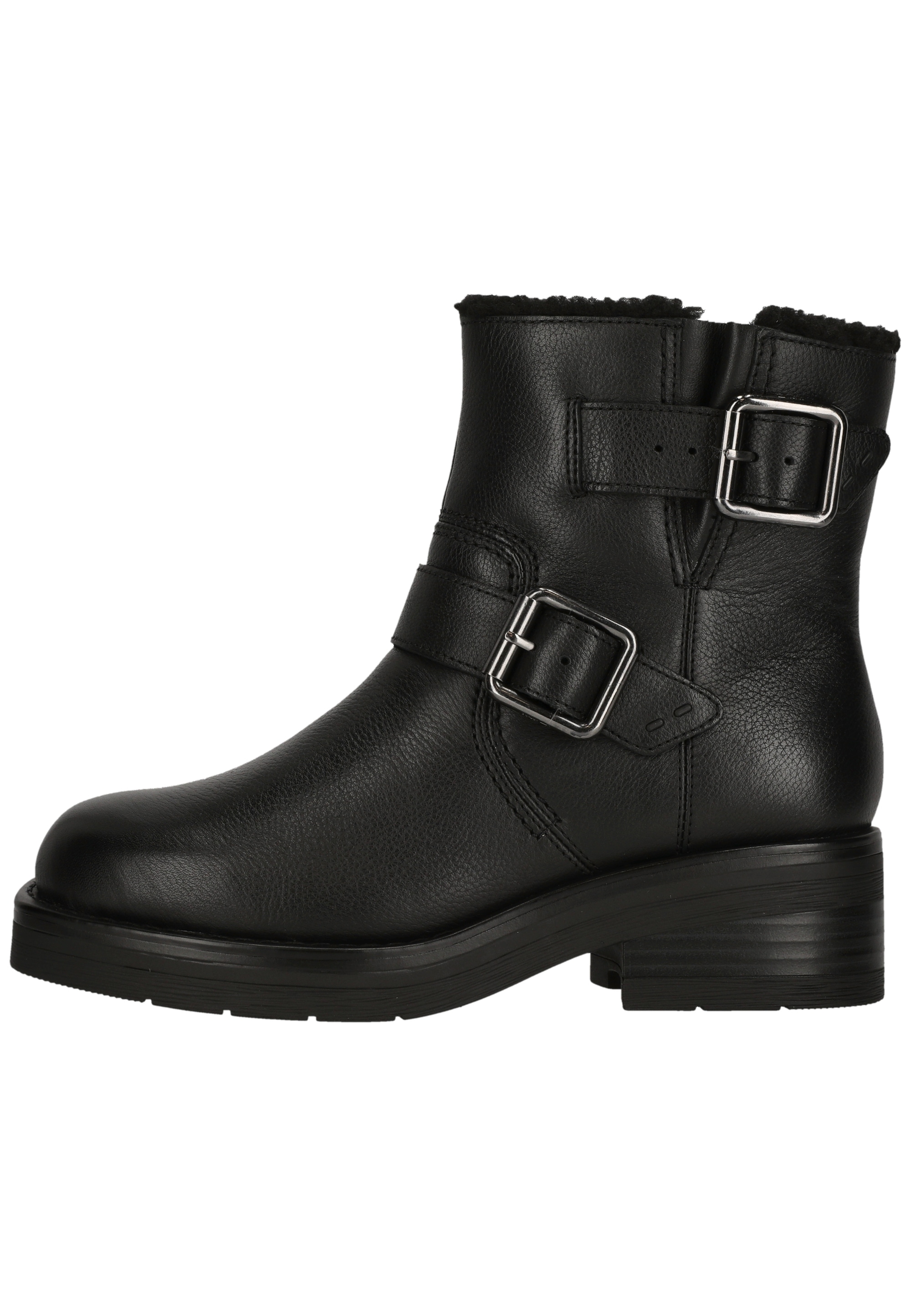 Clarks Stiefelette »Rebelle Buckle Black WLined Lea«  mit stilvollen Details