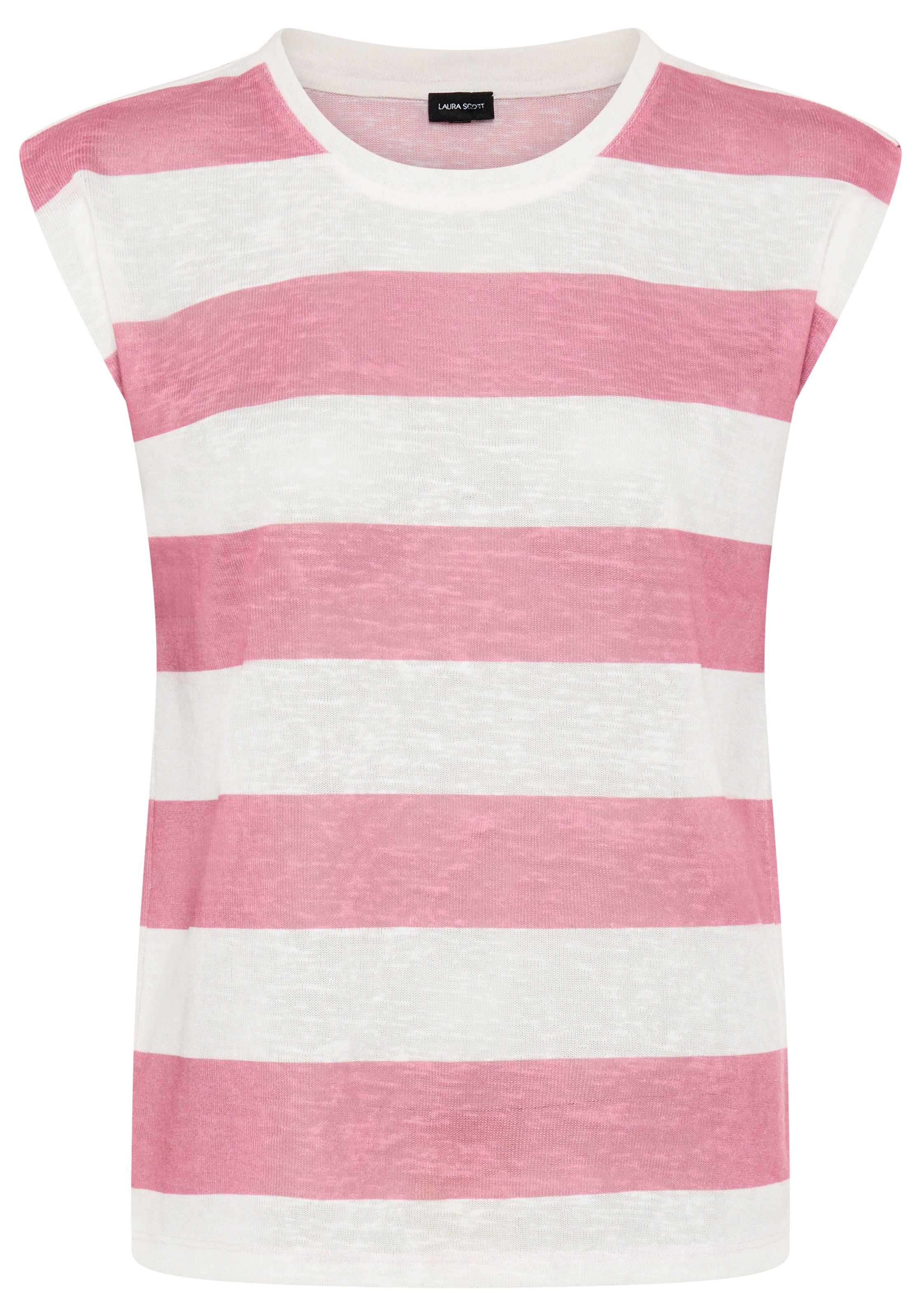 Laura Scott T-Shirt in strukturierter Leinen-Optik, gestreiftes Design