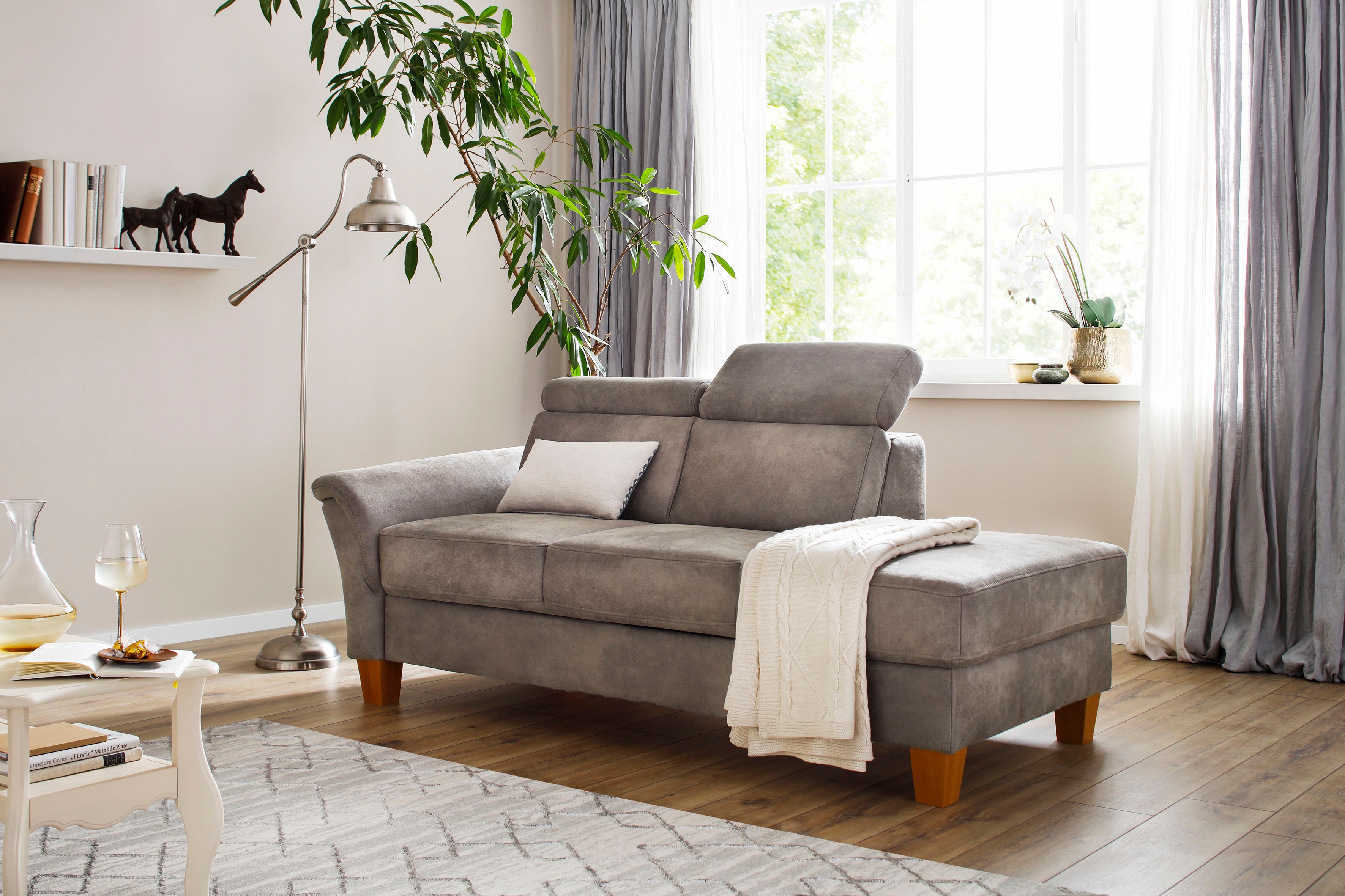OTTO home Recamiere "Conville" incl. Kopfteilverstellung, Federkern, wahlweise mit Bettkasten