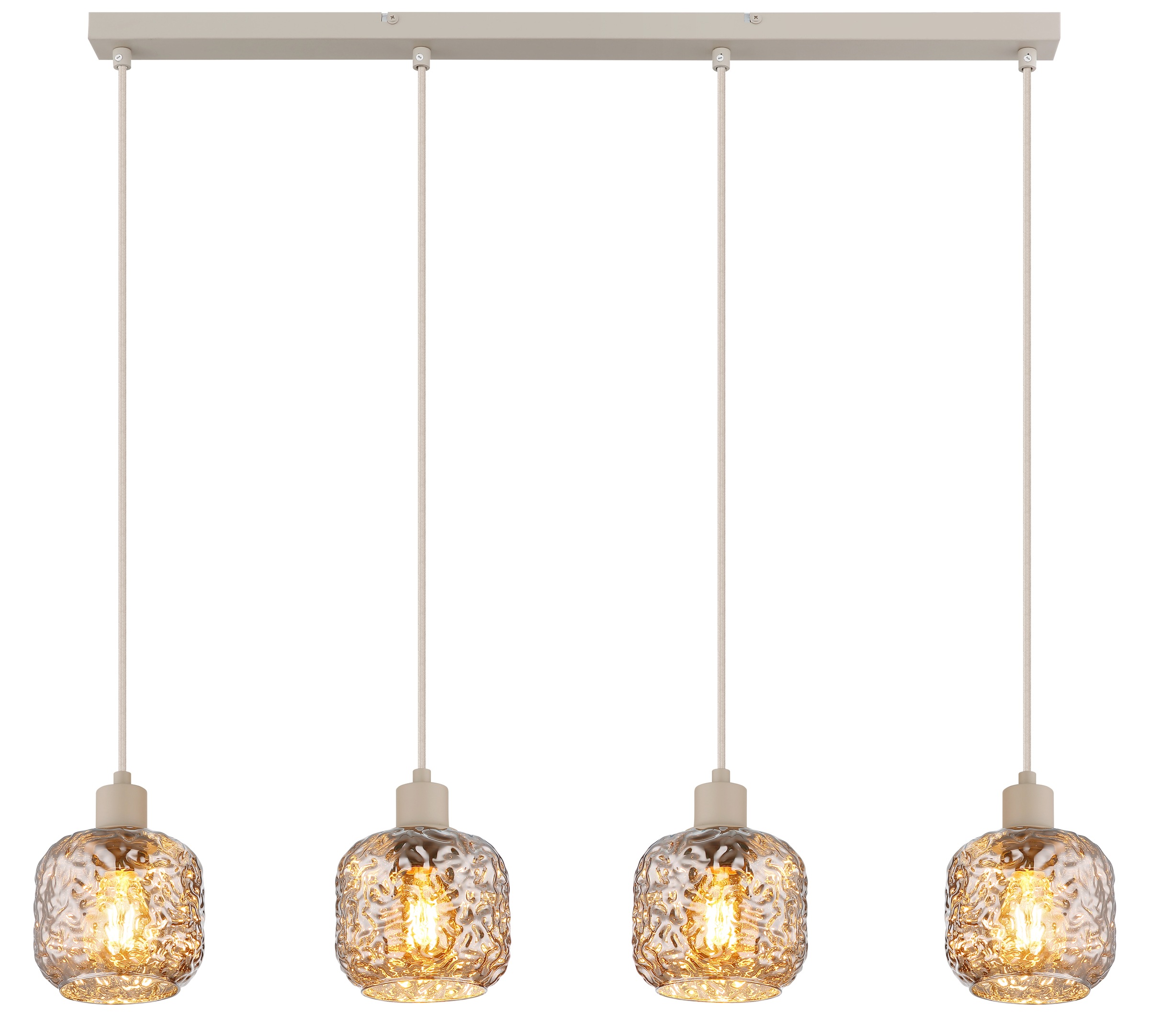 "GLOBO LIGHTING Hängeleuchte ""ANTONIO"", beige matt, 4, H: 120cm, 1 Stk., Leuchten, Hängeleuchte für Esszimmer beige Rauchglas, Hängeleuchte"