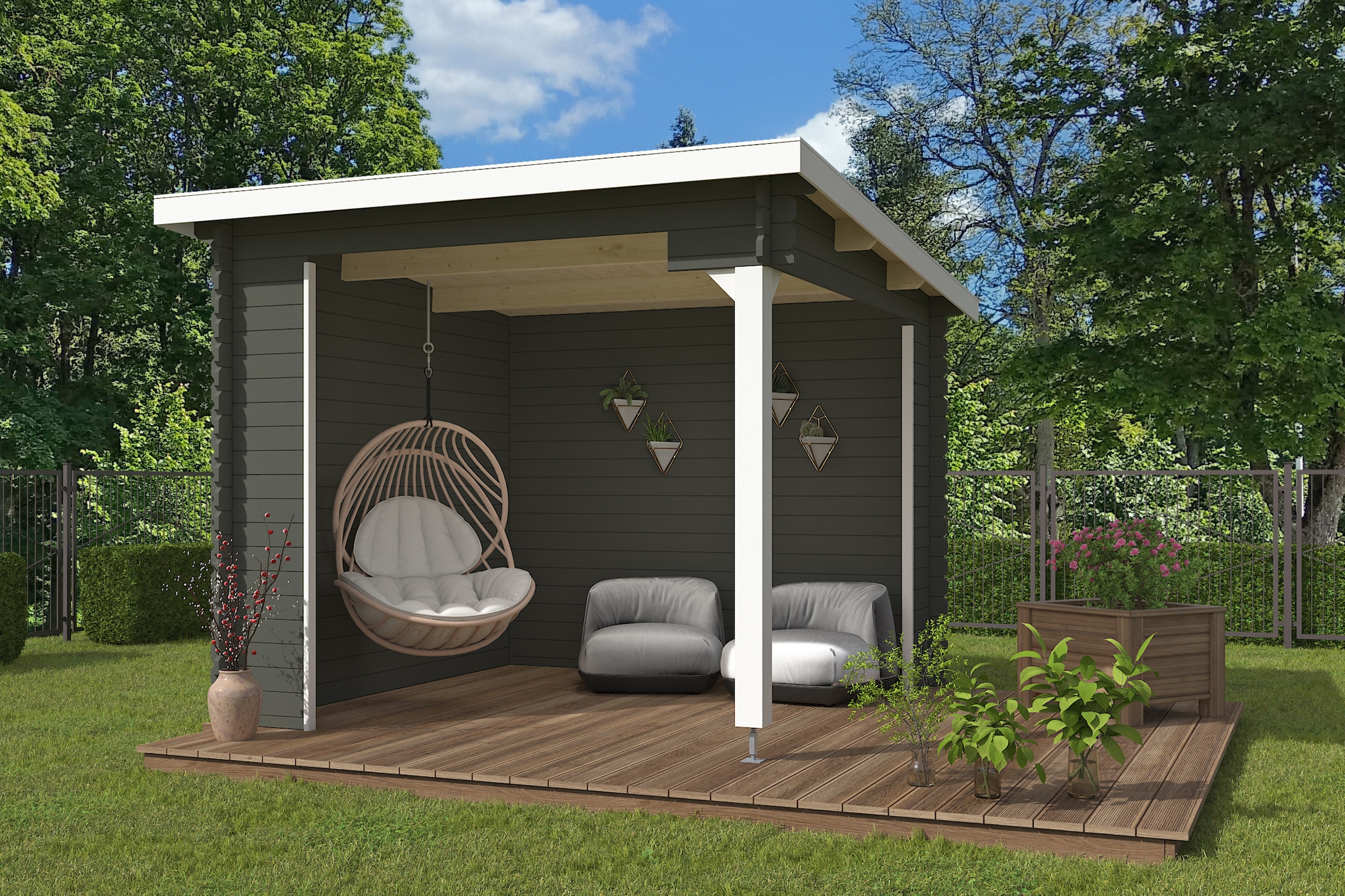 Nordic Holz Gartenhaus "Buffalo 380", (Unterstand inkl. Rückwand) günstig online kaufen