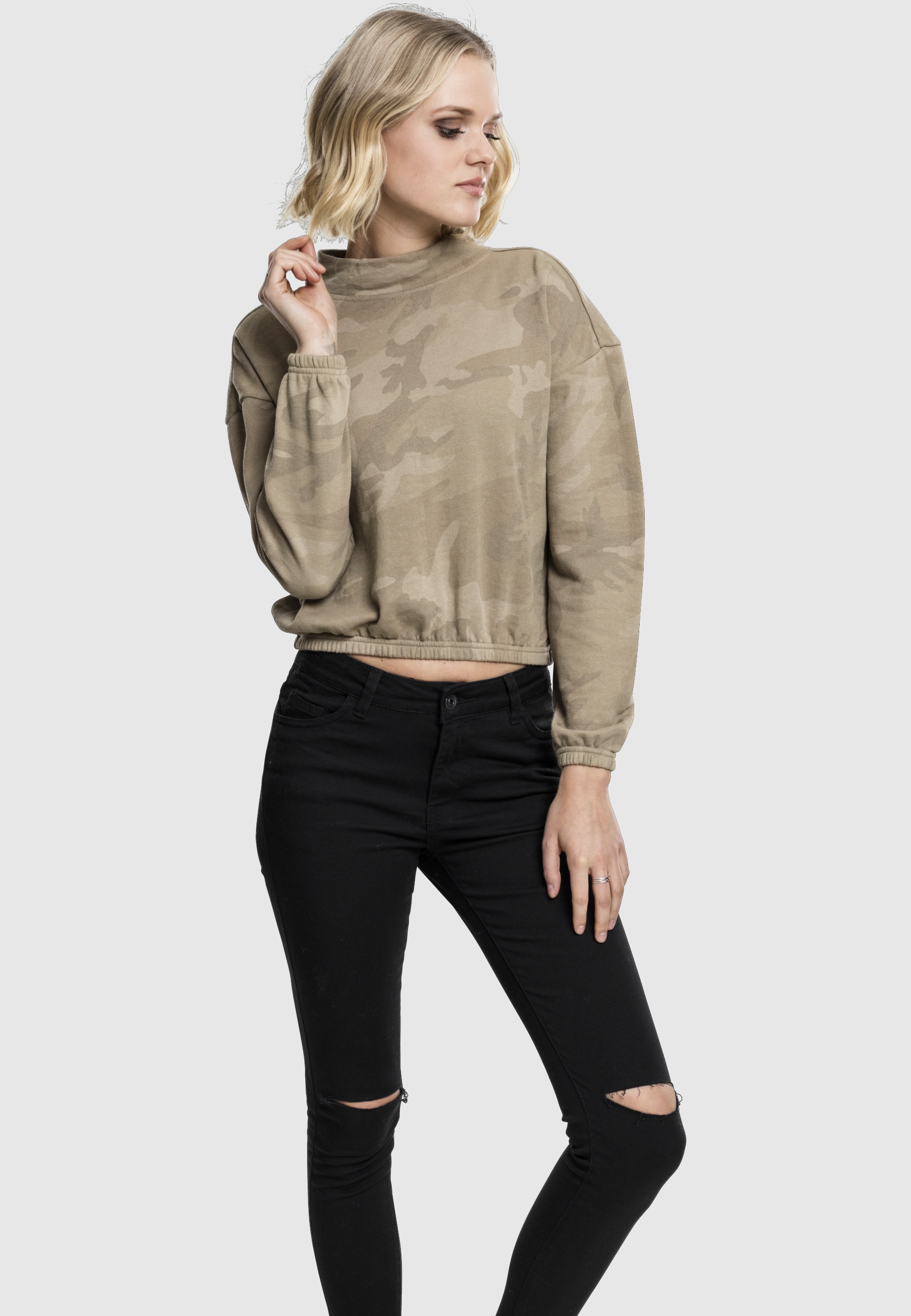 URBAN CLASSICS Sweatshirt »Urban Classics Damen Ladies Camo Turtleneck Crew«, 1 Stk.
