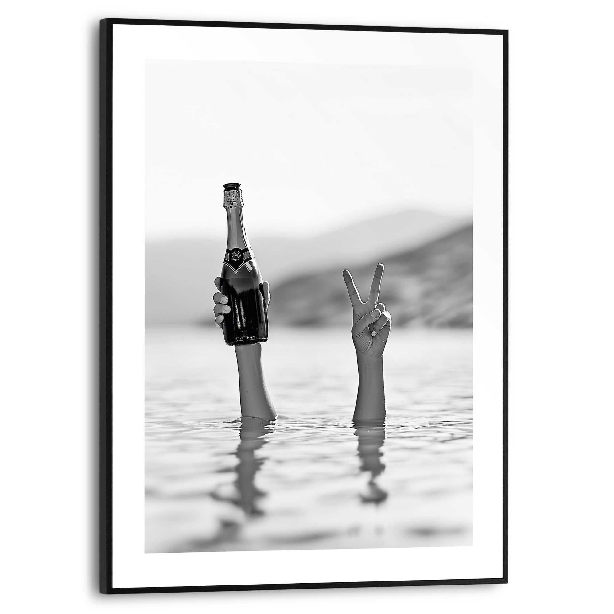 Reinders Poster "Sea Cheers", Hobbyraum - Champange - Schwarz-Weiß - MDF - günstig online kaufen